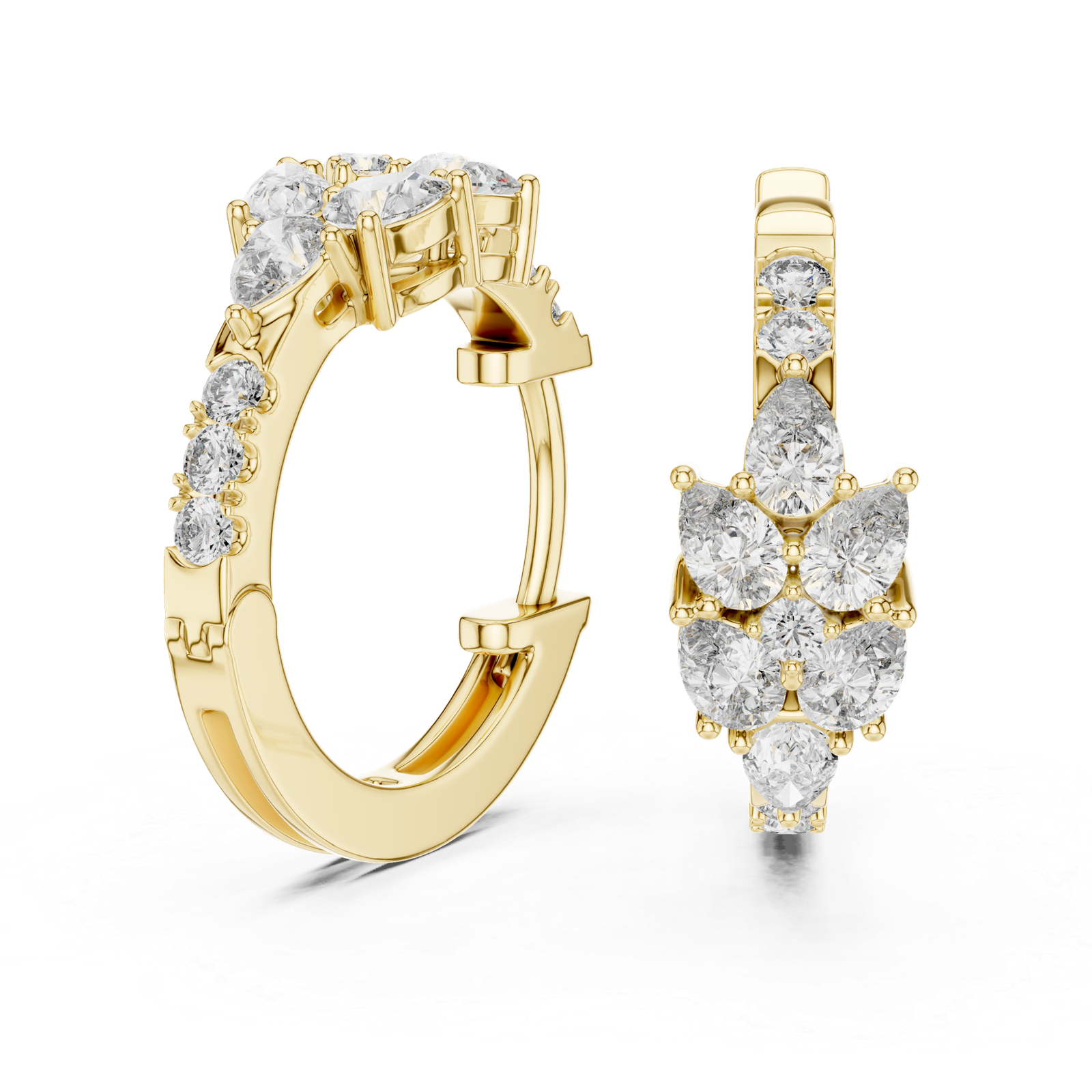 Lab Grown Gold Diamond Earrings 0.17 Cts Pear Cut ER-71