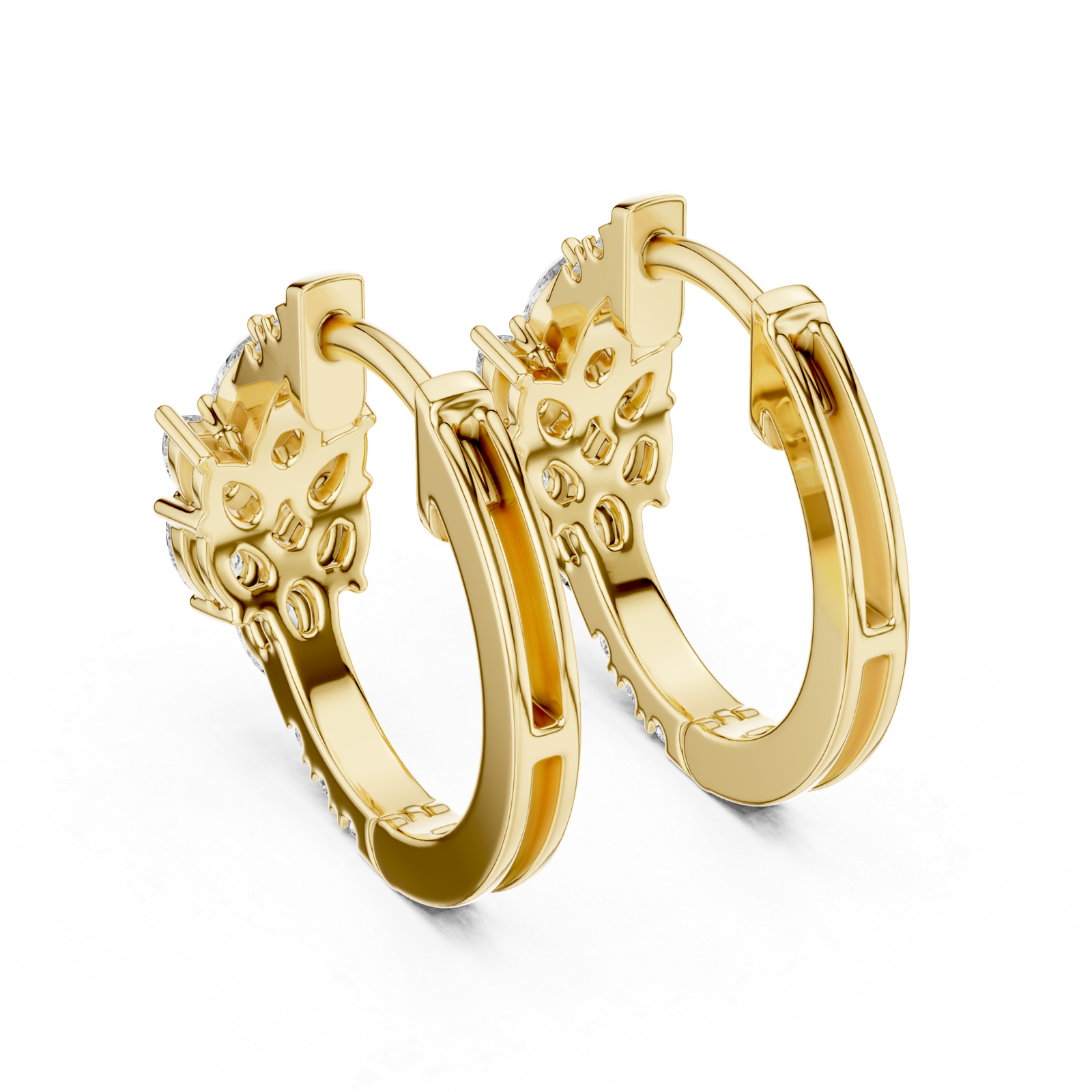 Lab Grown Gold Diamond Earrings 0.17 Cts Pear Cut ER-71 - Image 2