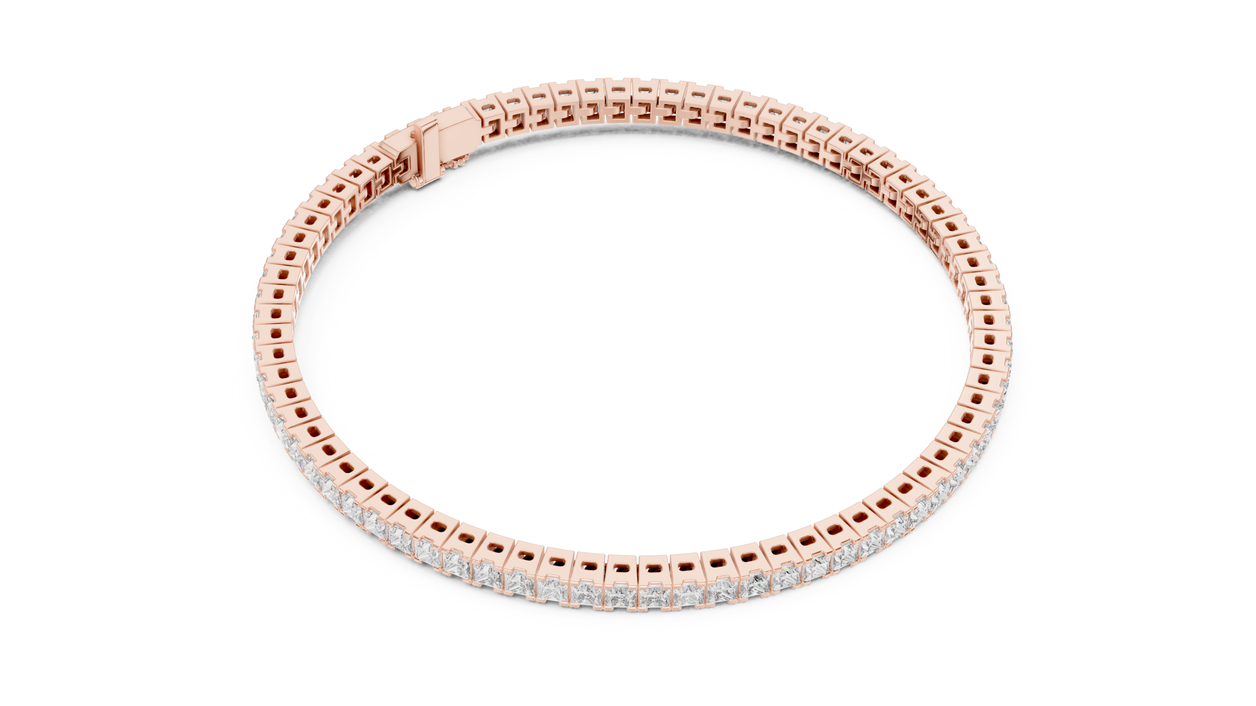 CZ Gold Bracelet 4.56 Cts Princess Cut LB-23