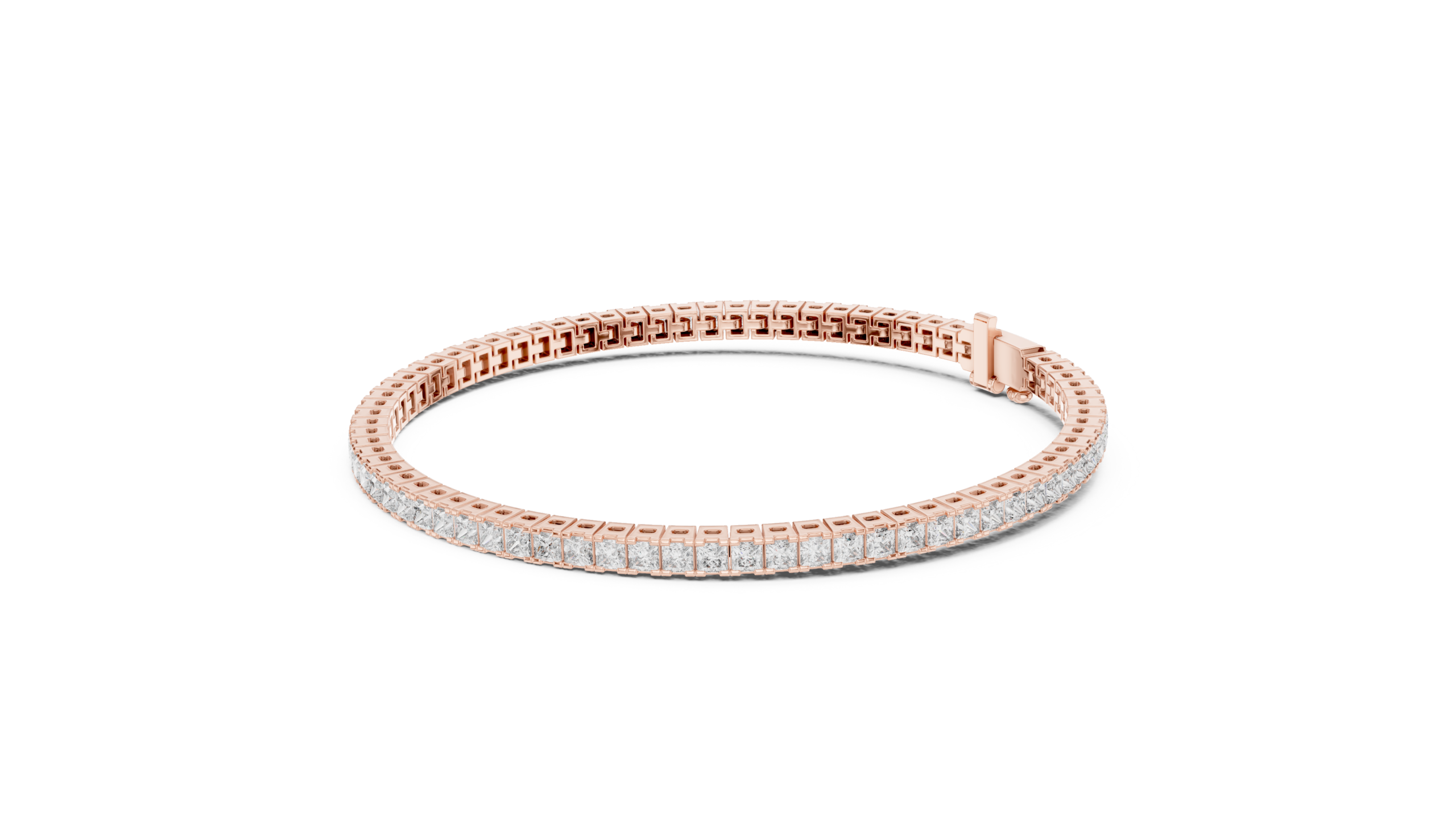 CZ Gold Bracelet 4.56 Cts Princess Cut LB-23