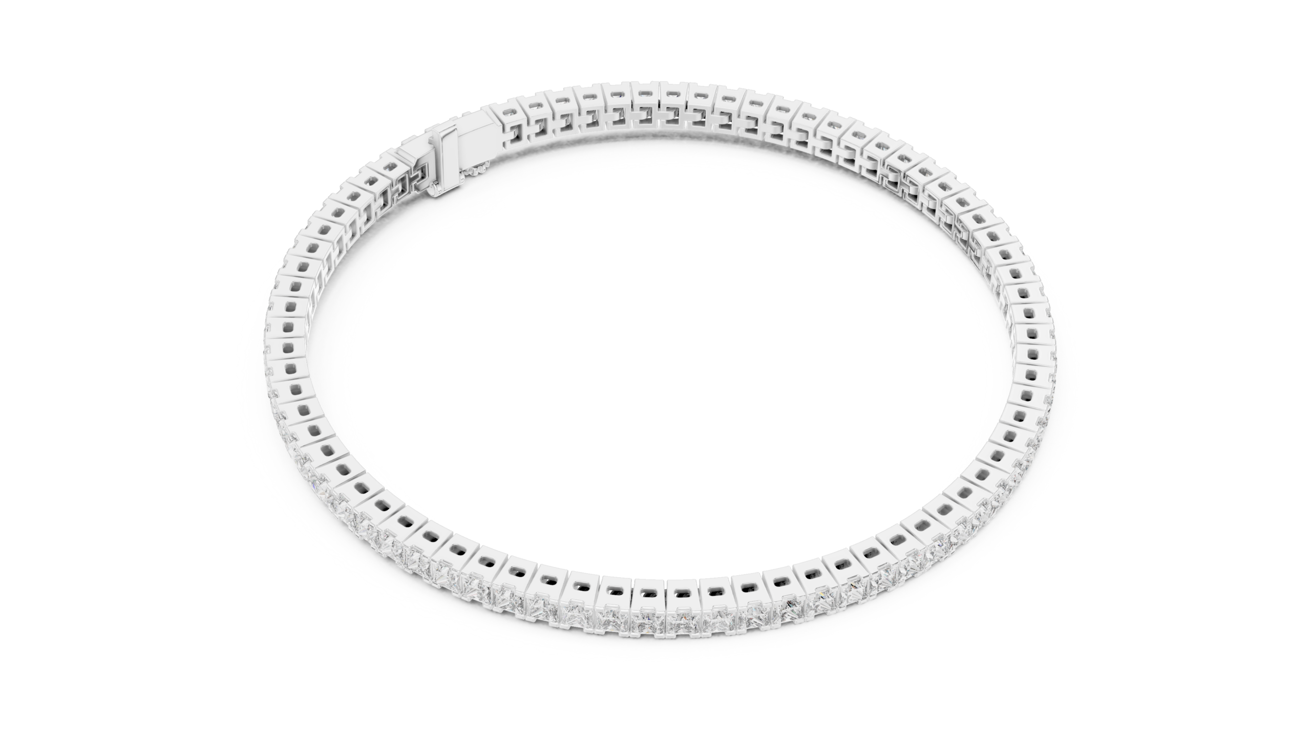 CZ Gold Bracelet 4.56 Cts Princess Cut LB-23