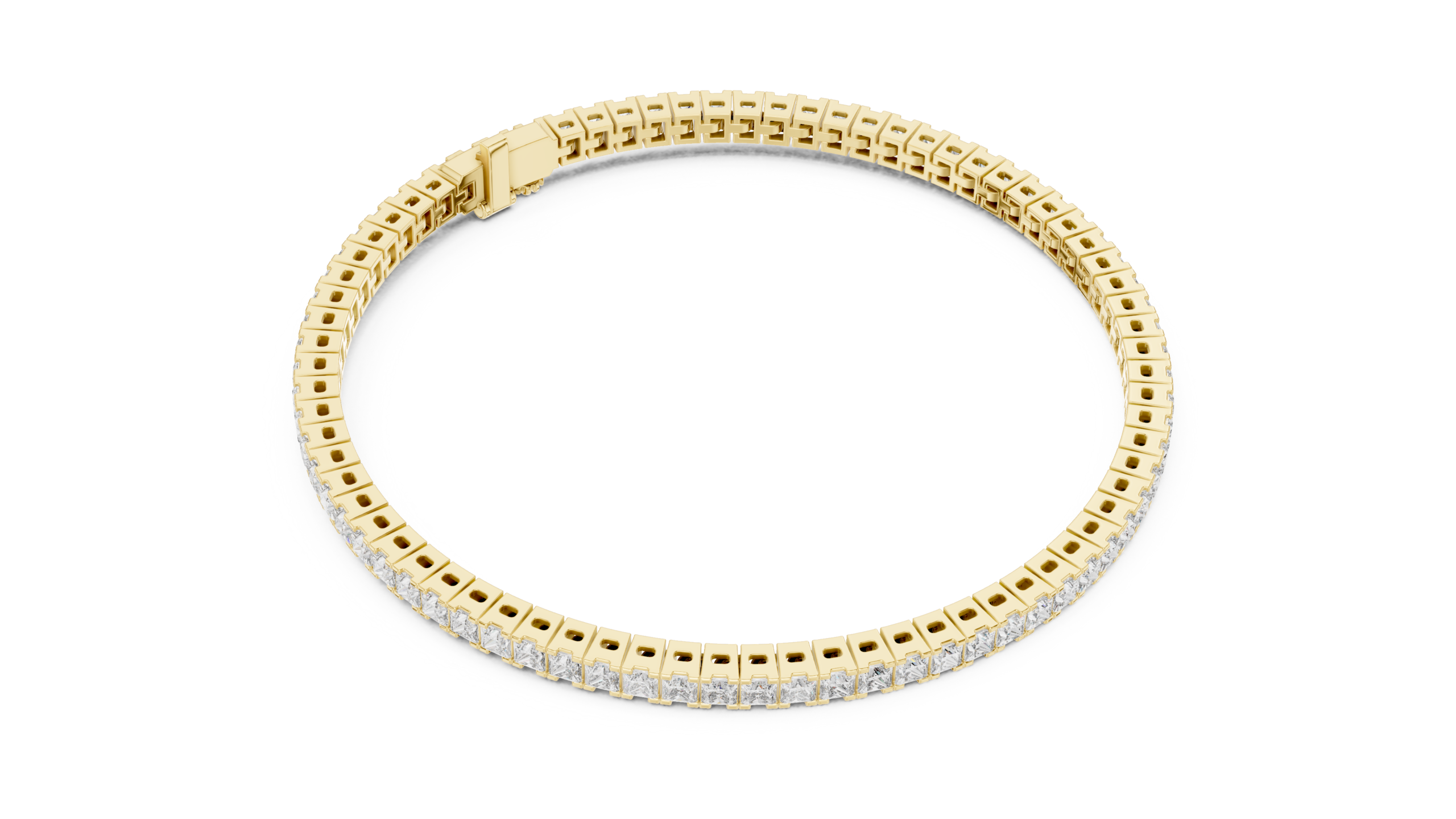 CZ Gold Bracelet 4.56 Cts Princess Cut LB-23