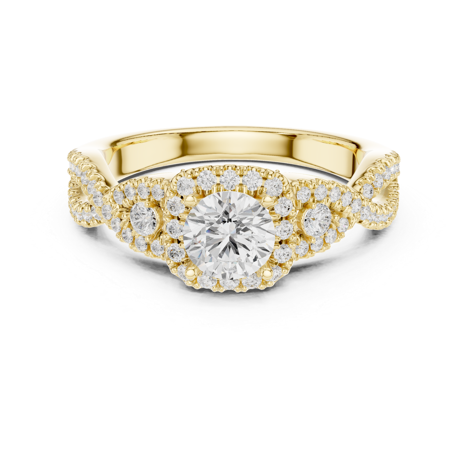 Beautiful Lab Grown Diamond Gold Ring 1.21 Cts Round Cut LR-108