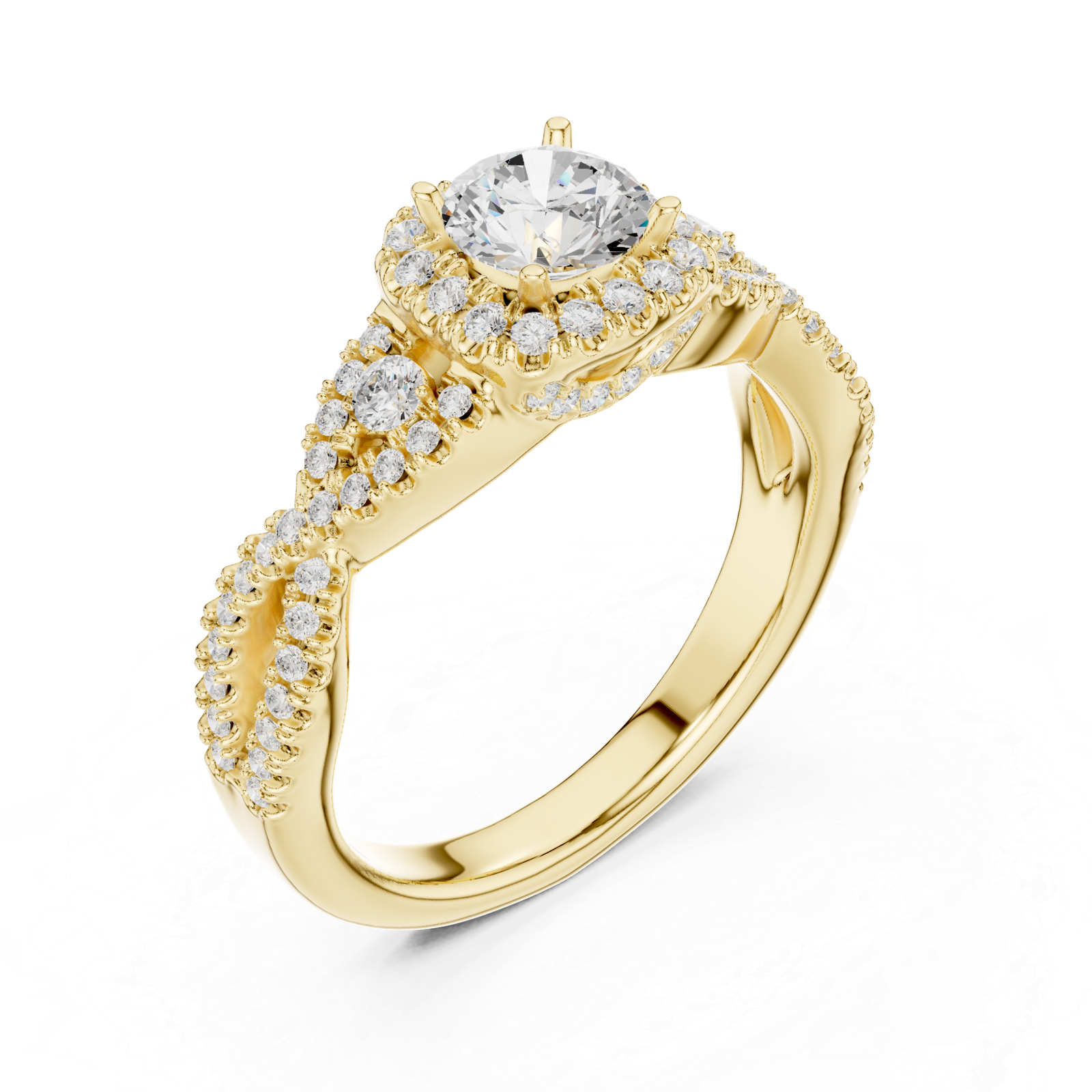 Beautiful Lab Grown Diamond Gold Ring 1.21 Cts Round Cut LR-108