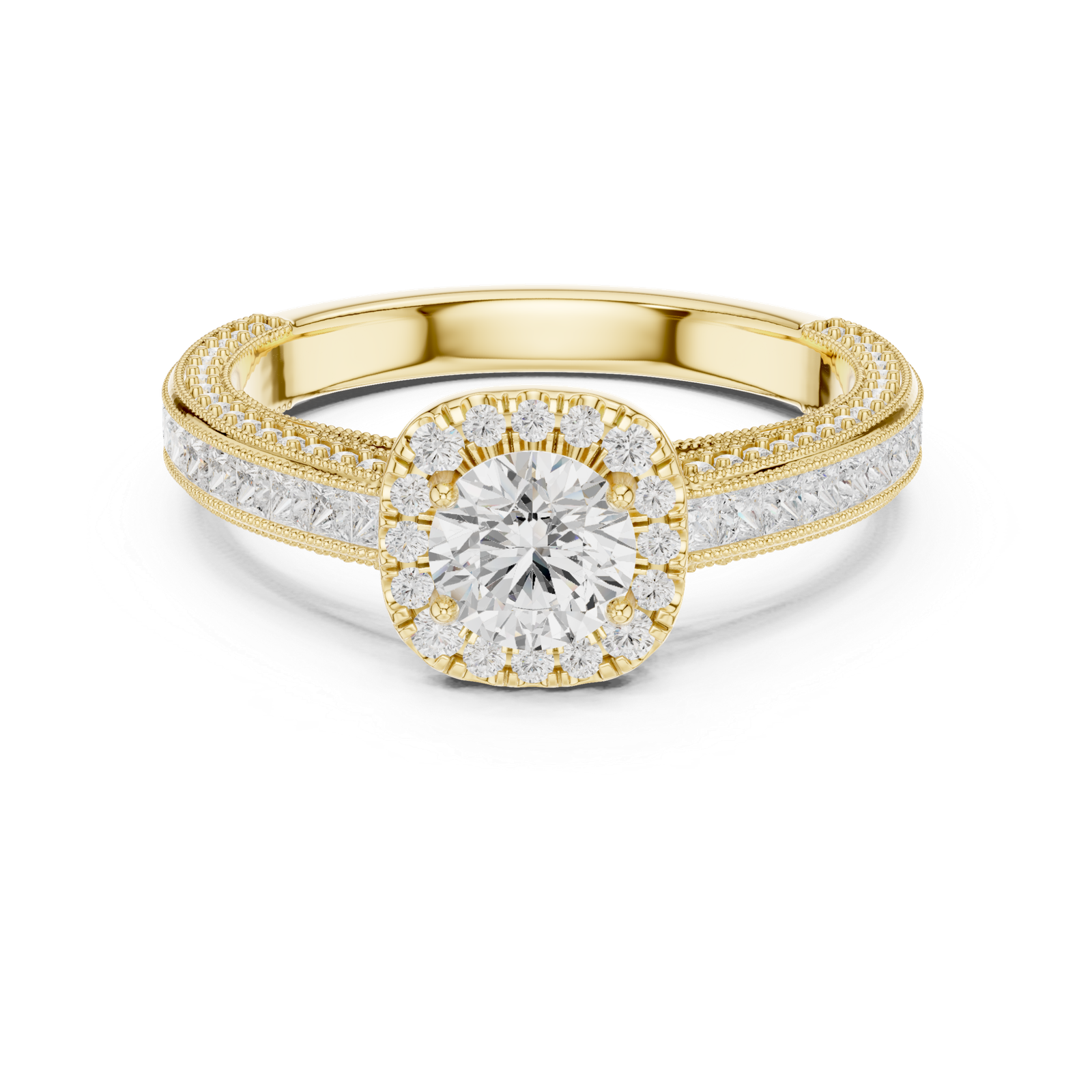 Stunning Lab Grown Diamond Gold Ring 1.56 Cts Round Cut LR-111