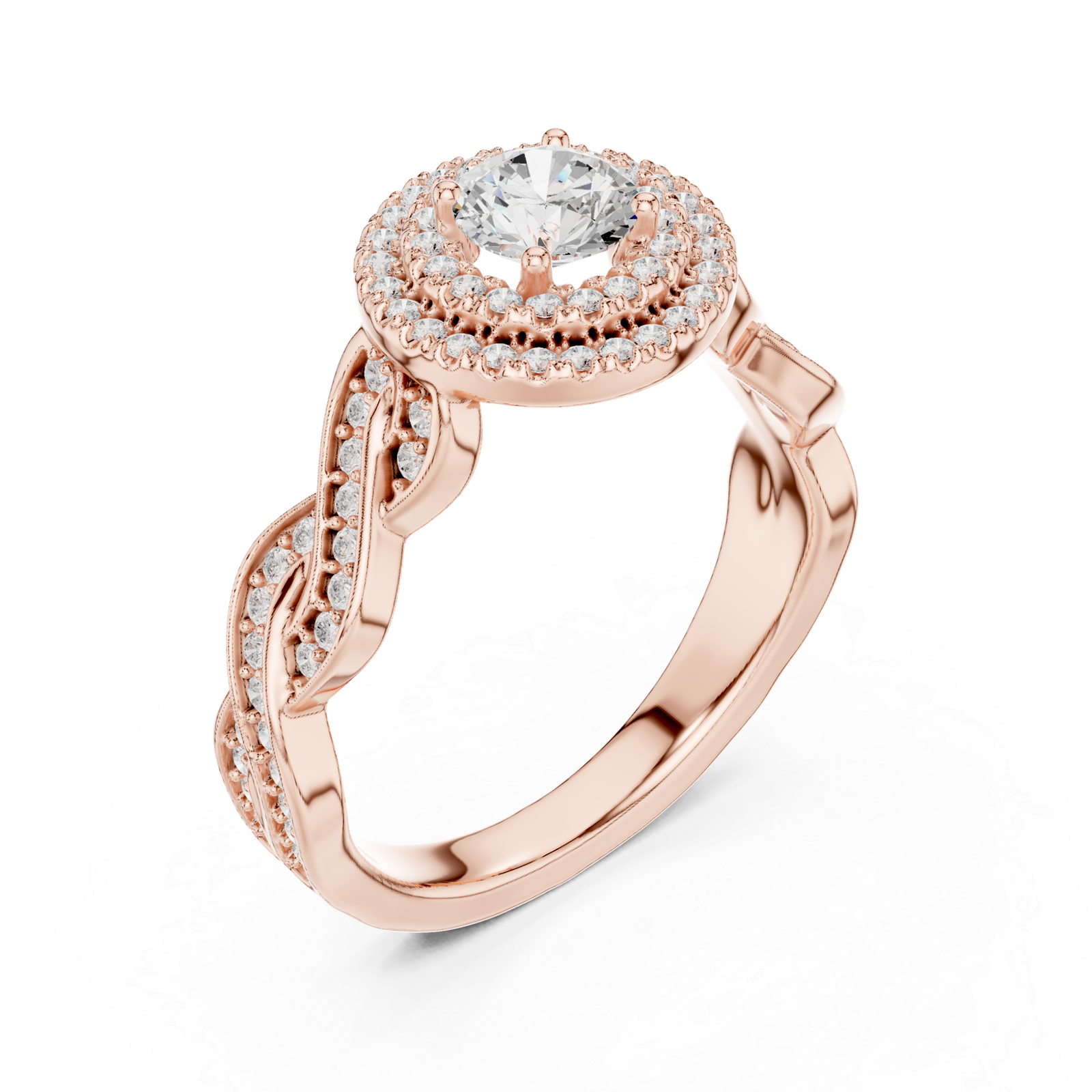 Certified Lab Grown Diamond Gold Ring 1.00 Cts Round Cut LR-113