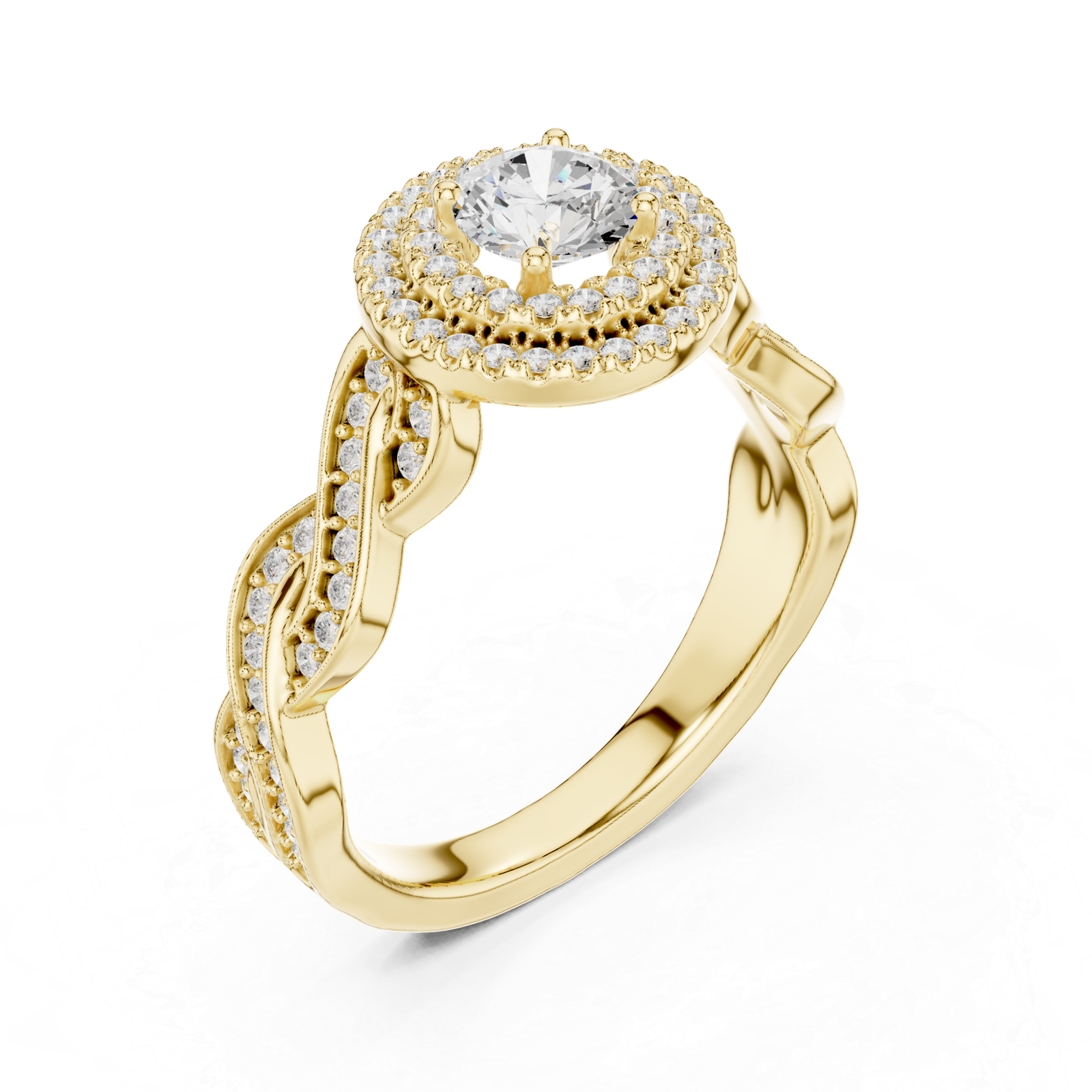 Certified Lab Grown Diamond Gold Ring 1.00 Cts Round Cut LR-113