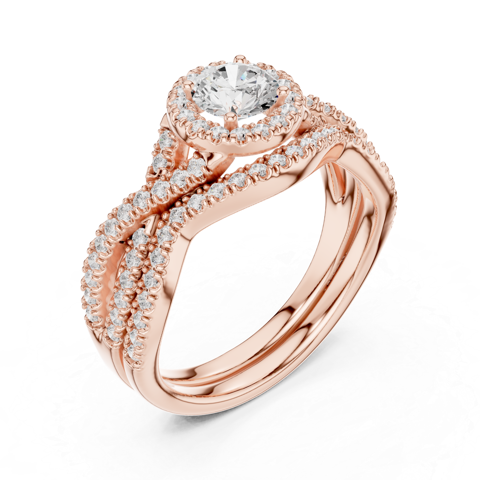 Elegant 1.24 Cts Round Cut Lab Grown Gold Diamond Ring LR-117