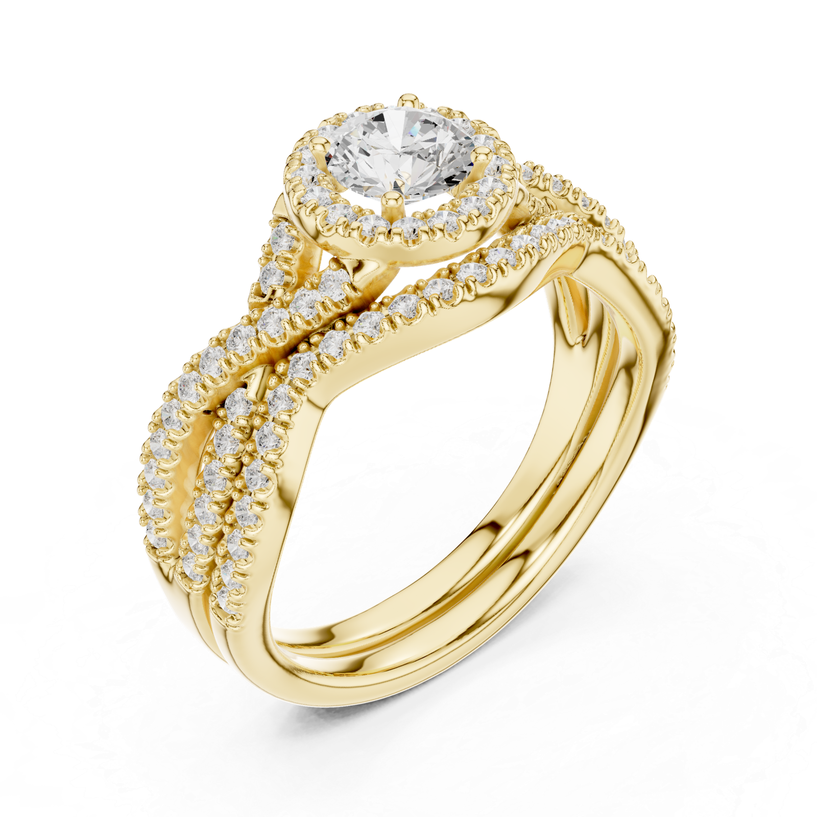 Elegant 1.24 Cts Round Cut Lab Grown Gold Diamond Ring LR-117