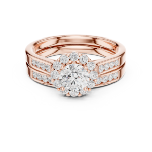 Lab Grown Gold Diamond Ring 1.24 Cts Round Cut Certified LR-118