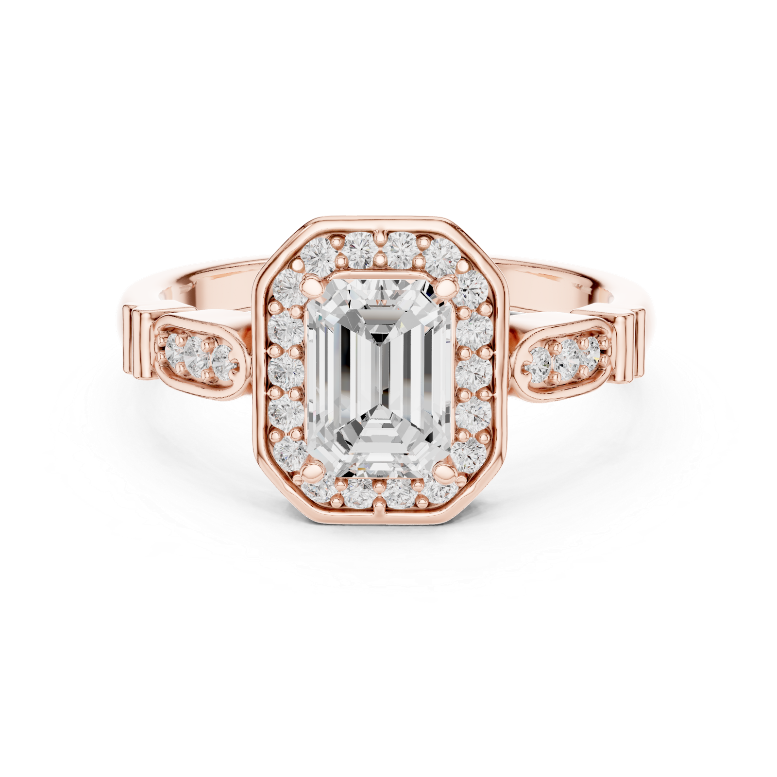 Excellent Lab Grown Diamond Gold Ring 1.28 Cts Emerald Cut LR-119