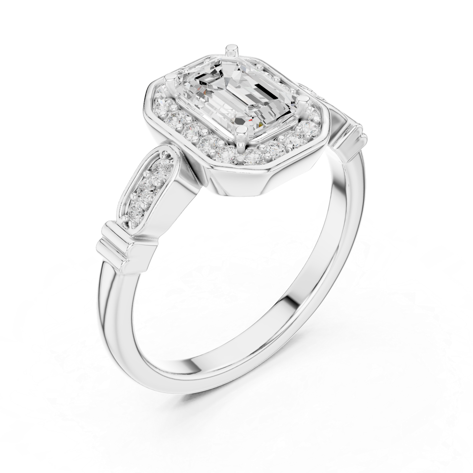 Excellent Lab Grown Diamond Gold Ring 1.28 Cts Emerald Cut LR-119