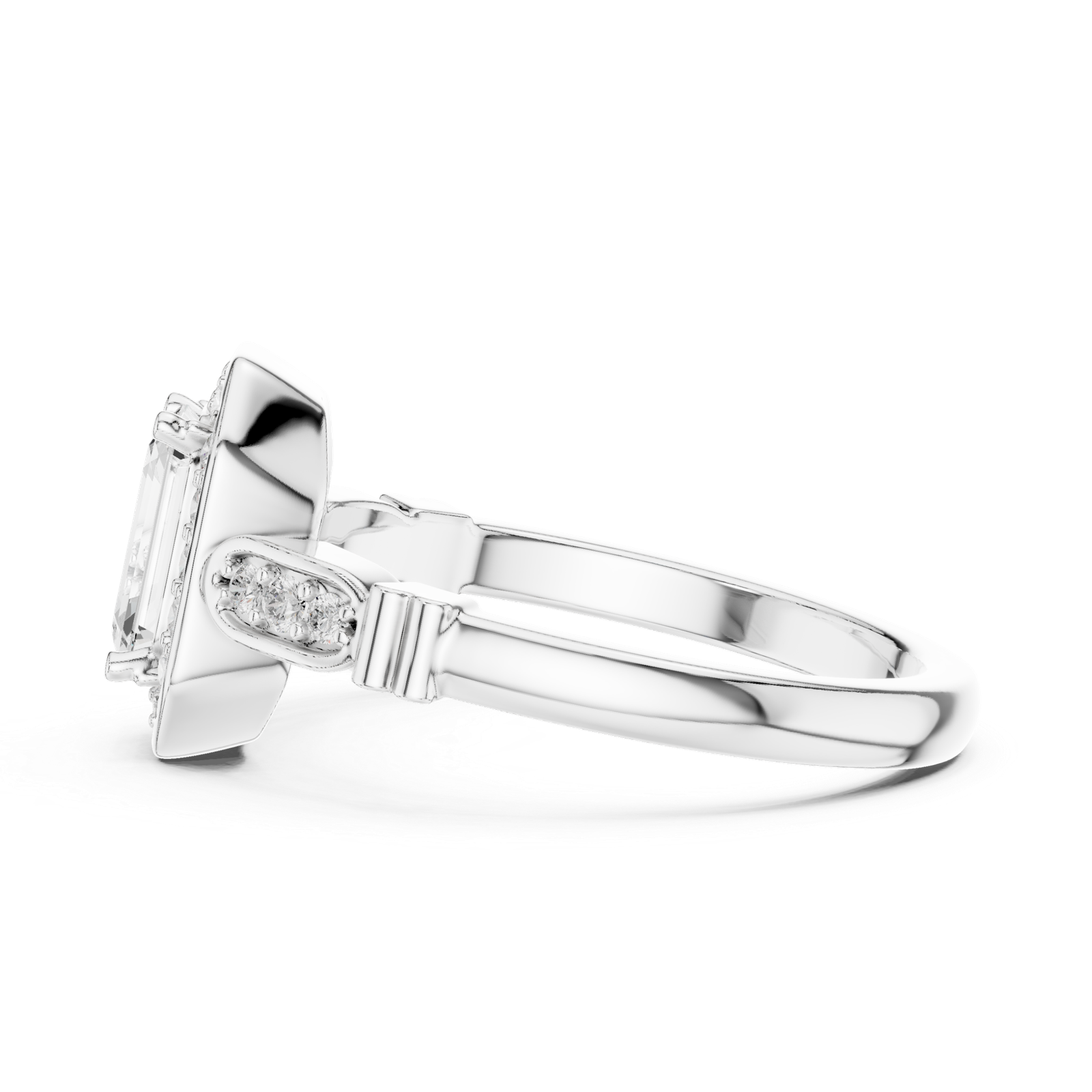 Excellent Lab Grown Diamond Gold Ring 1.28 Cts Emerald Cut LR-119