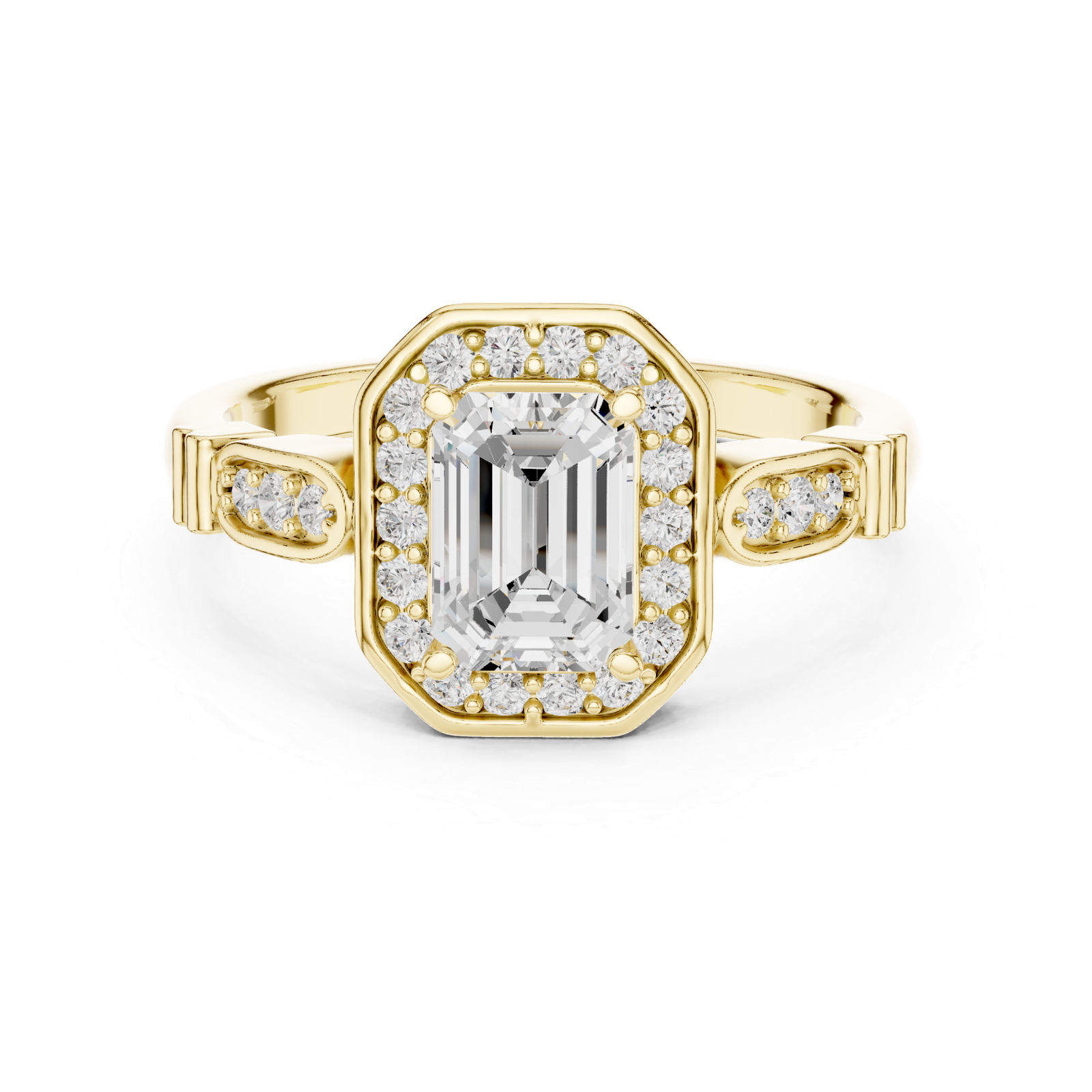 Excellent Lab Grown Diamond Gold Ring 1.28 Cts Emerald Cut LR-119