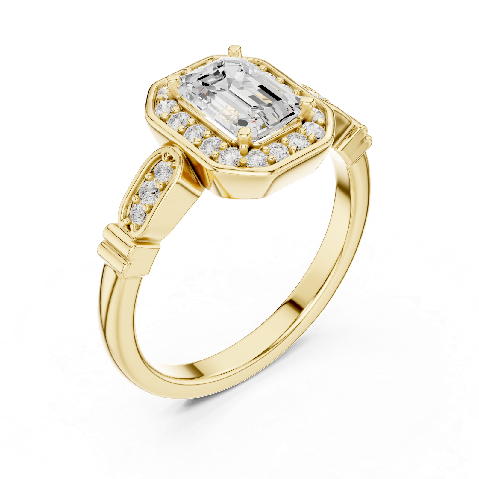 Excellent Lab Grown Diamond Gold Ring 1.28 Cts Emerald Cut LR-119