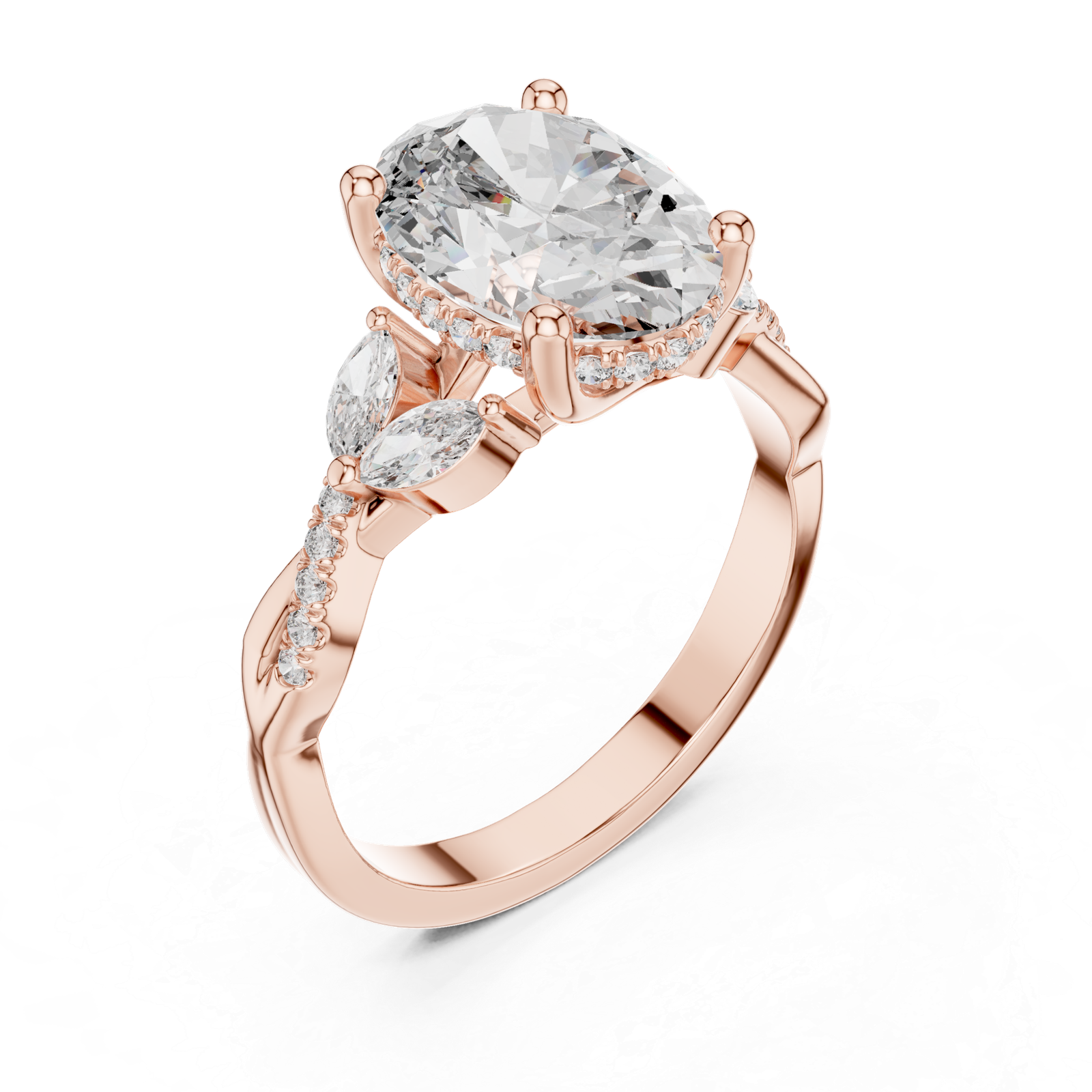 Elegant 3.35 Cts Oval Cut Lab Grown Diamond Gold Ring LR-91