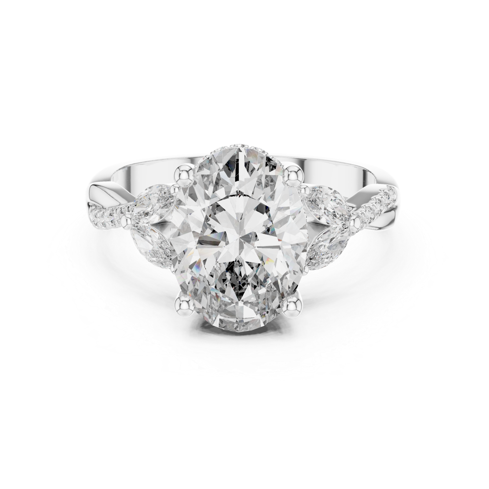 Elegant 3.35 Cts Oval Cut Lab Grown Diamond Gold Ring LR-91