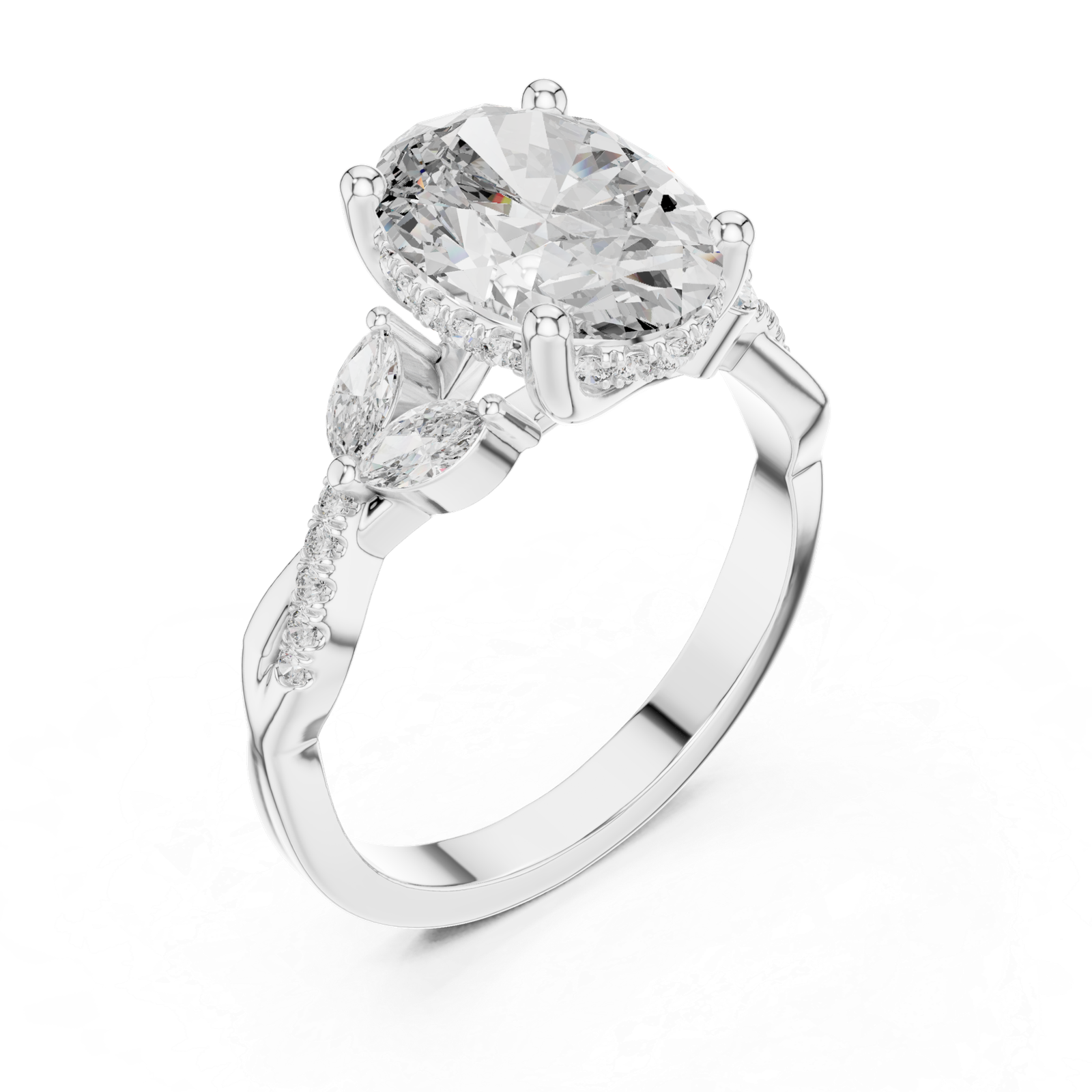 Elegant 3.35 Cts Oval Cut Lab Grown Diamond Gold Ring LR-91