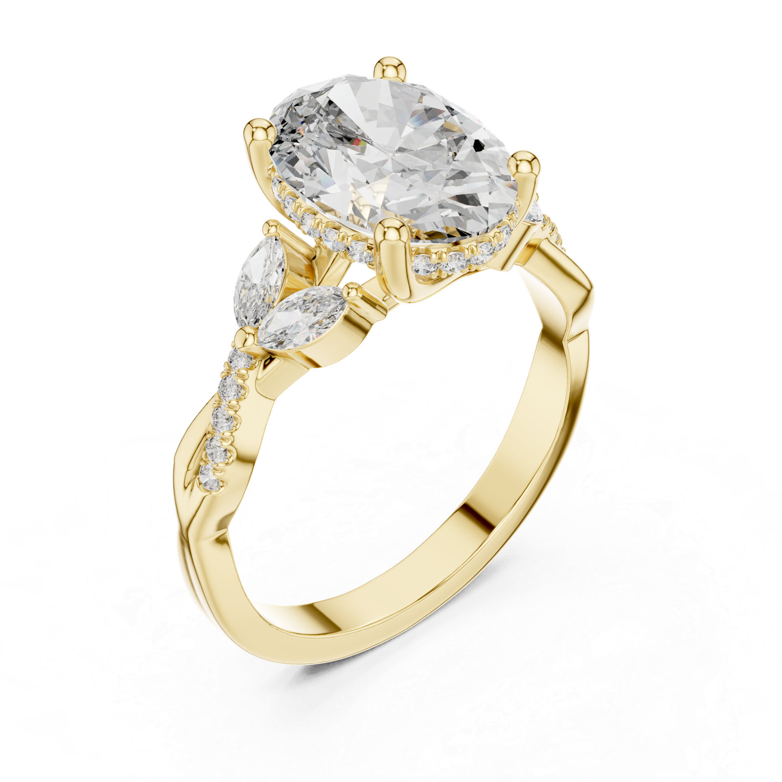 Elegant 3.35 Cts Oval Cut Lab Grown Diamond Gold Ring LR-91