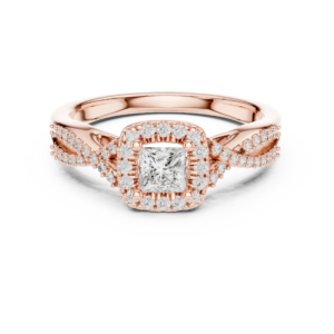 CZ Hallmarked Gold Ring 0.68 Cts Princess Cut LR-121