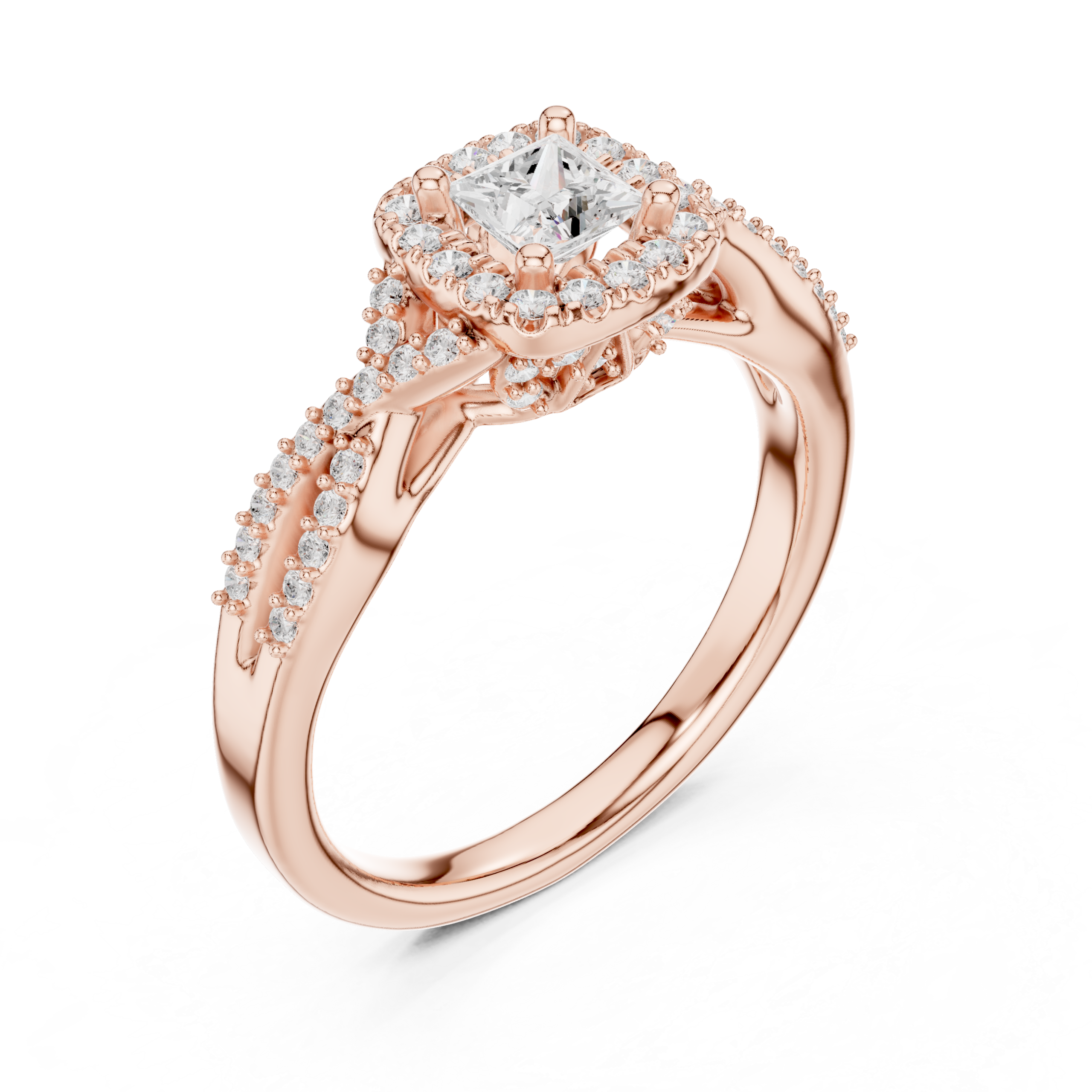 CZ Hallmarked Gold Ring 0.68 Cts Princess Cut LR-121
