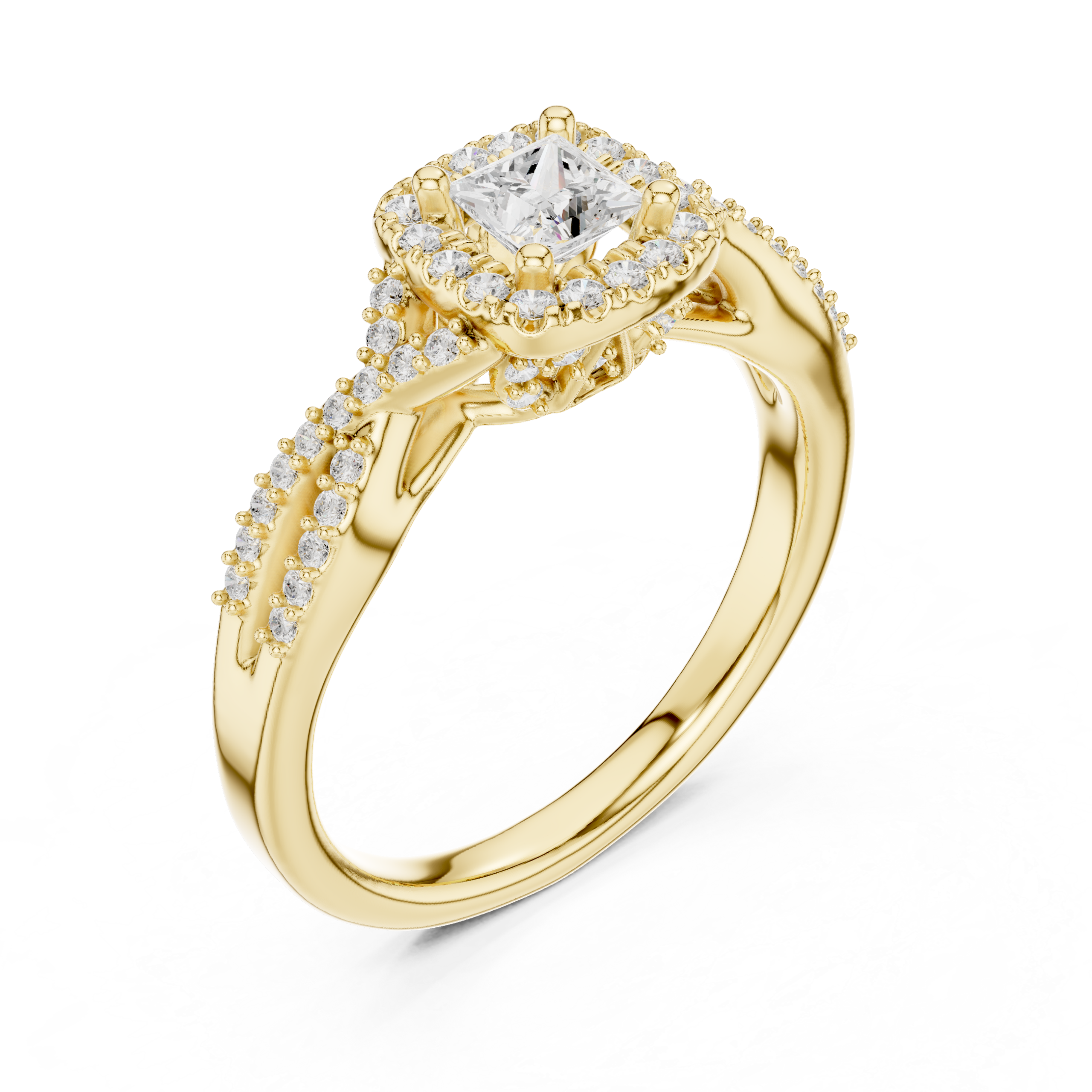 CZ Hallmarked Gold Ring 0.68 Cts Princess Cut LR-121