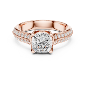 Beautiful CZ Gold Ring 1.86 Cts Cushion Cut LR-122