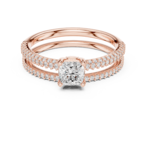 Stunning CZ Gold Ring 1.02 Cts Cushion Cut LR-123