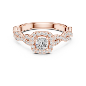 Excellent CZ Gold Ring 0.85 Cts Cushion Cut LR-124