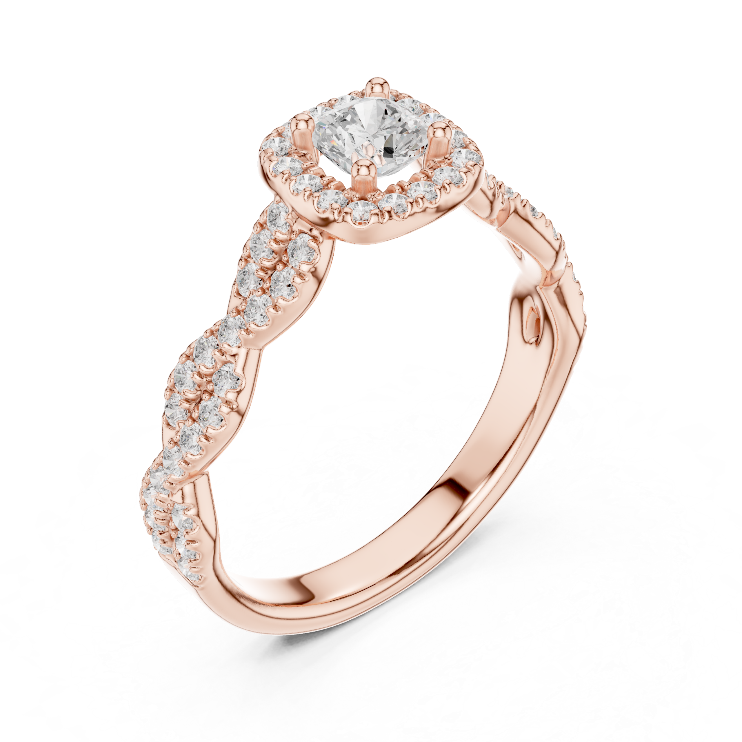 Excellent CZ Gold Ring 0.85 Cts Cushion Cut LR-124
