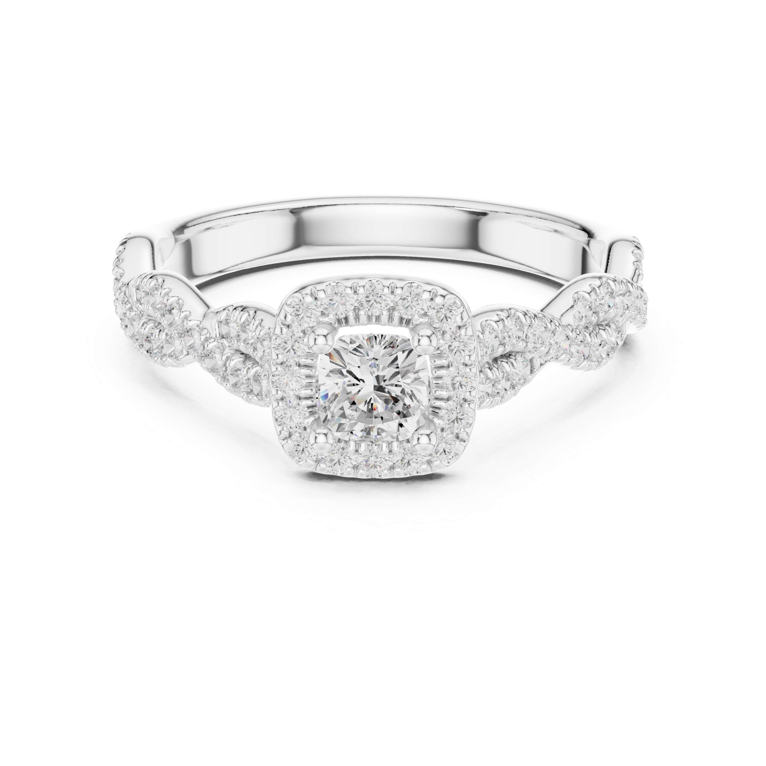 Excellent CZ Gold Ring 0.85 Cts Cushion Cut LR-124
