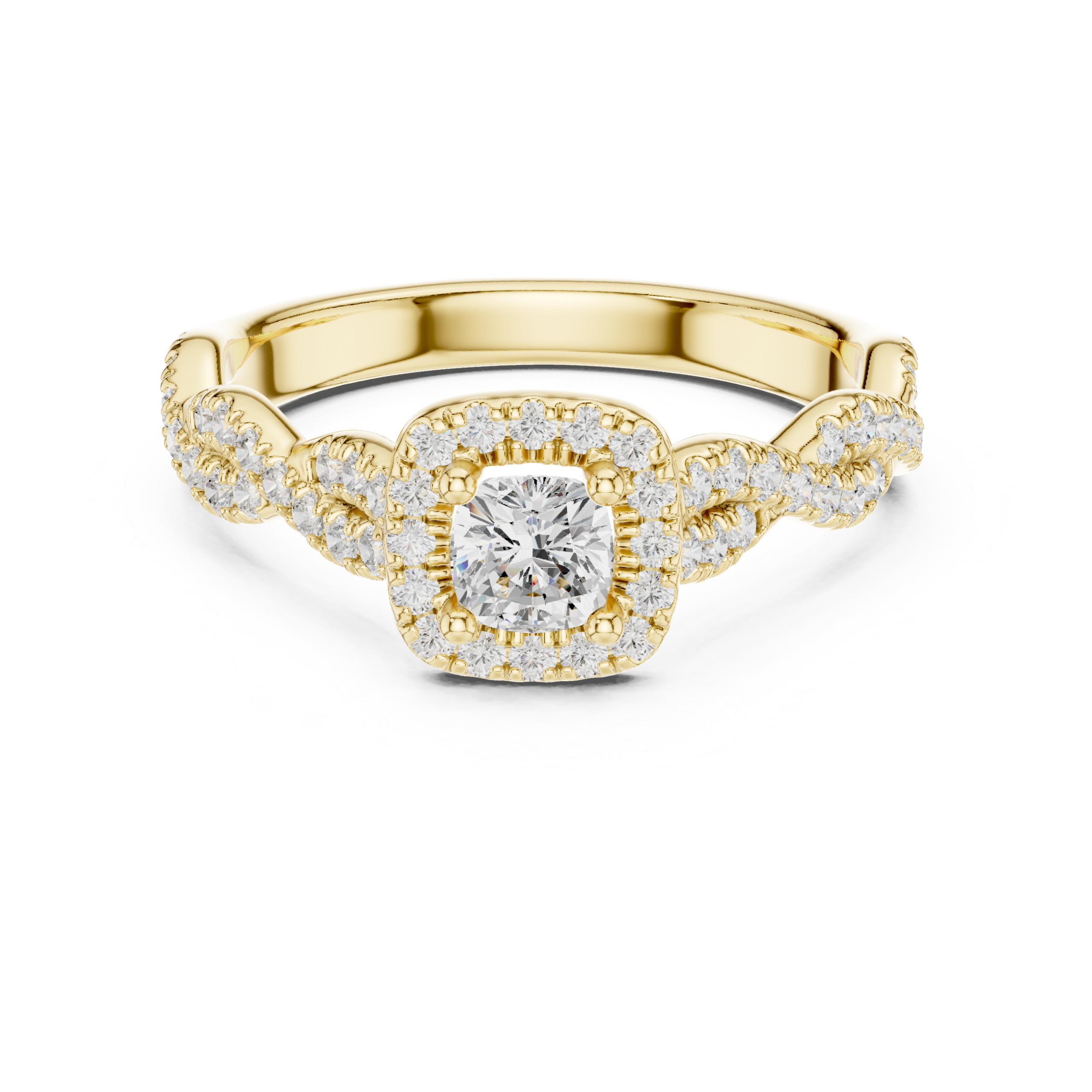 Excellent CZ Gold Ring 0.85 Cts Cushion Cut LR-124