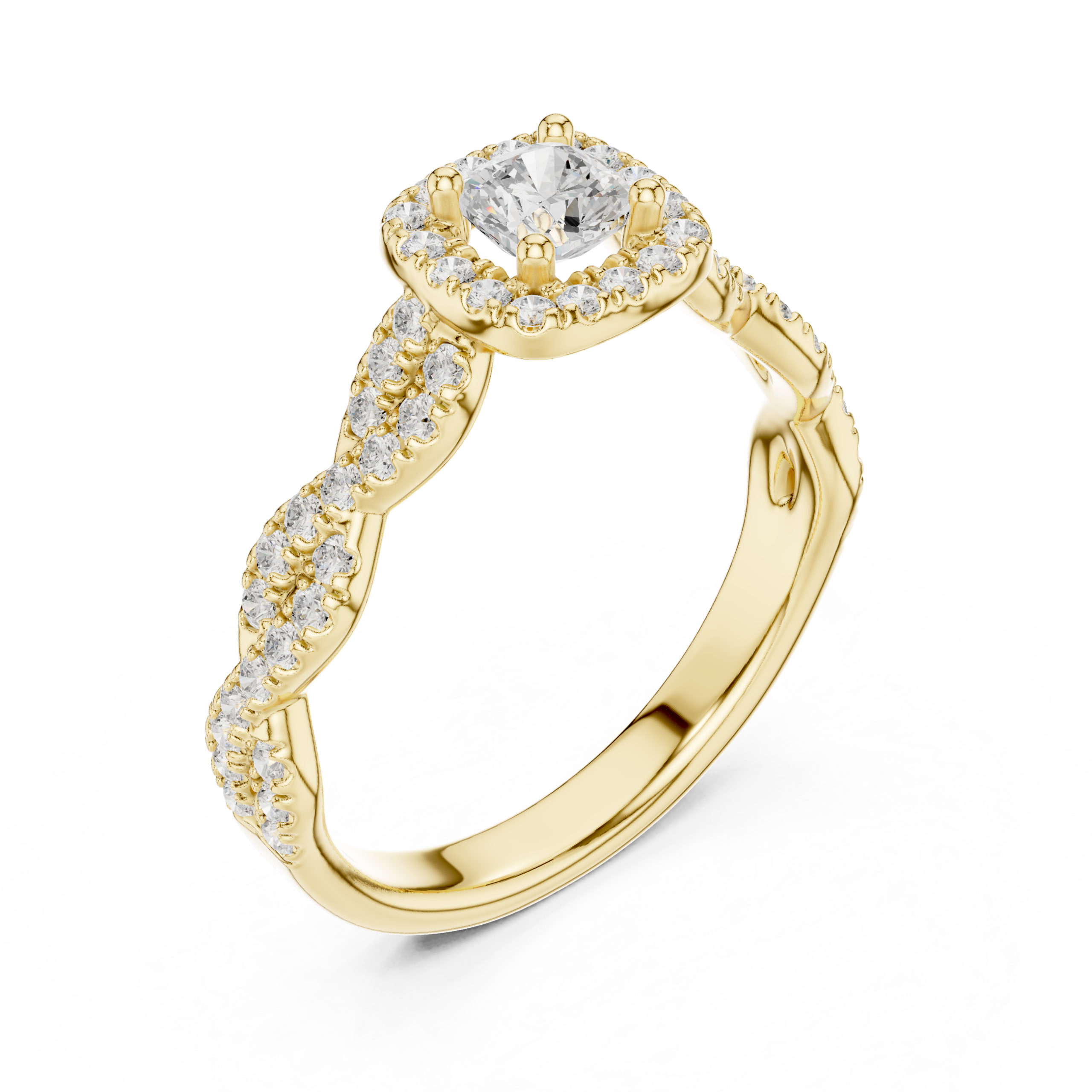 Excellent CZ Gold Ring 0.85 Cts Cushion Cut LR-124