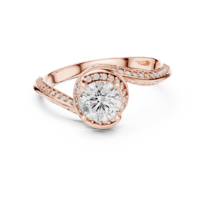 Elegant CZ Gold Ring 0.99 Cts Round Cut LR-126