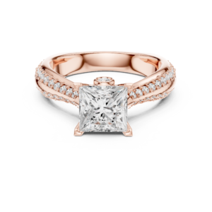 2.59 Cts Princess Cut Certified Lab Grown Gold Diamond Ring LR-127