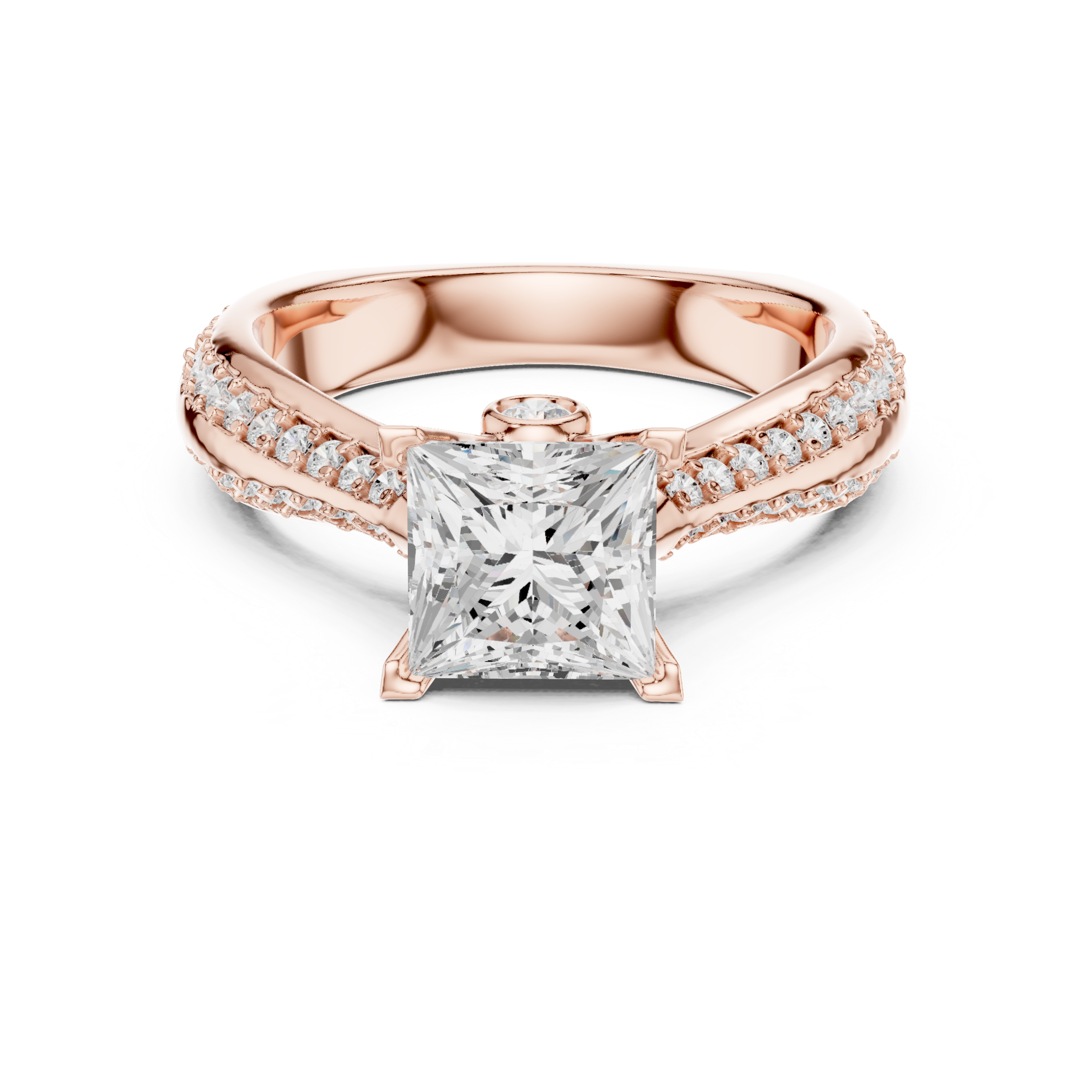 2.59 Cts Princess Cut Certified Lab Grown Gold Diamond Ring LR-127