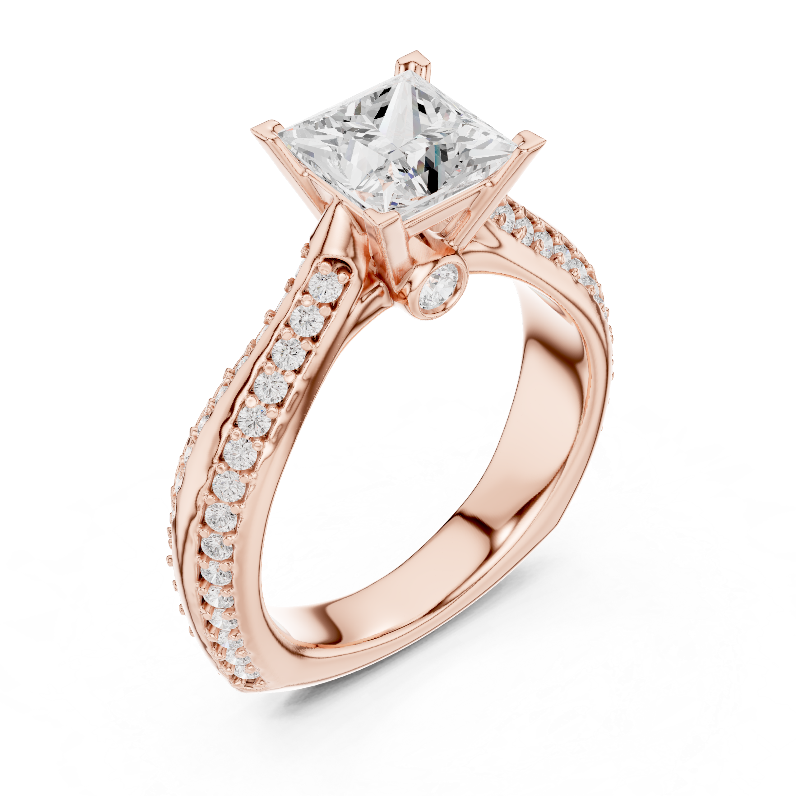 2.59 Cts Princess Cut Certified Lab Grown Gold Diamond Ring LR-127