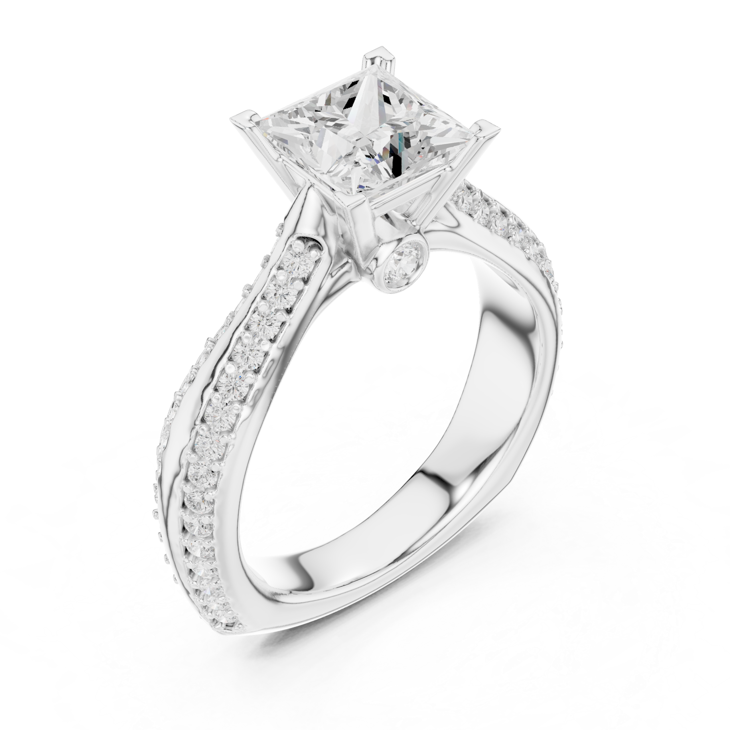2.59 Cts Princess Cut Certified Lab Grown Gold Diamond Ring LR-127