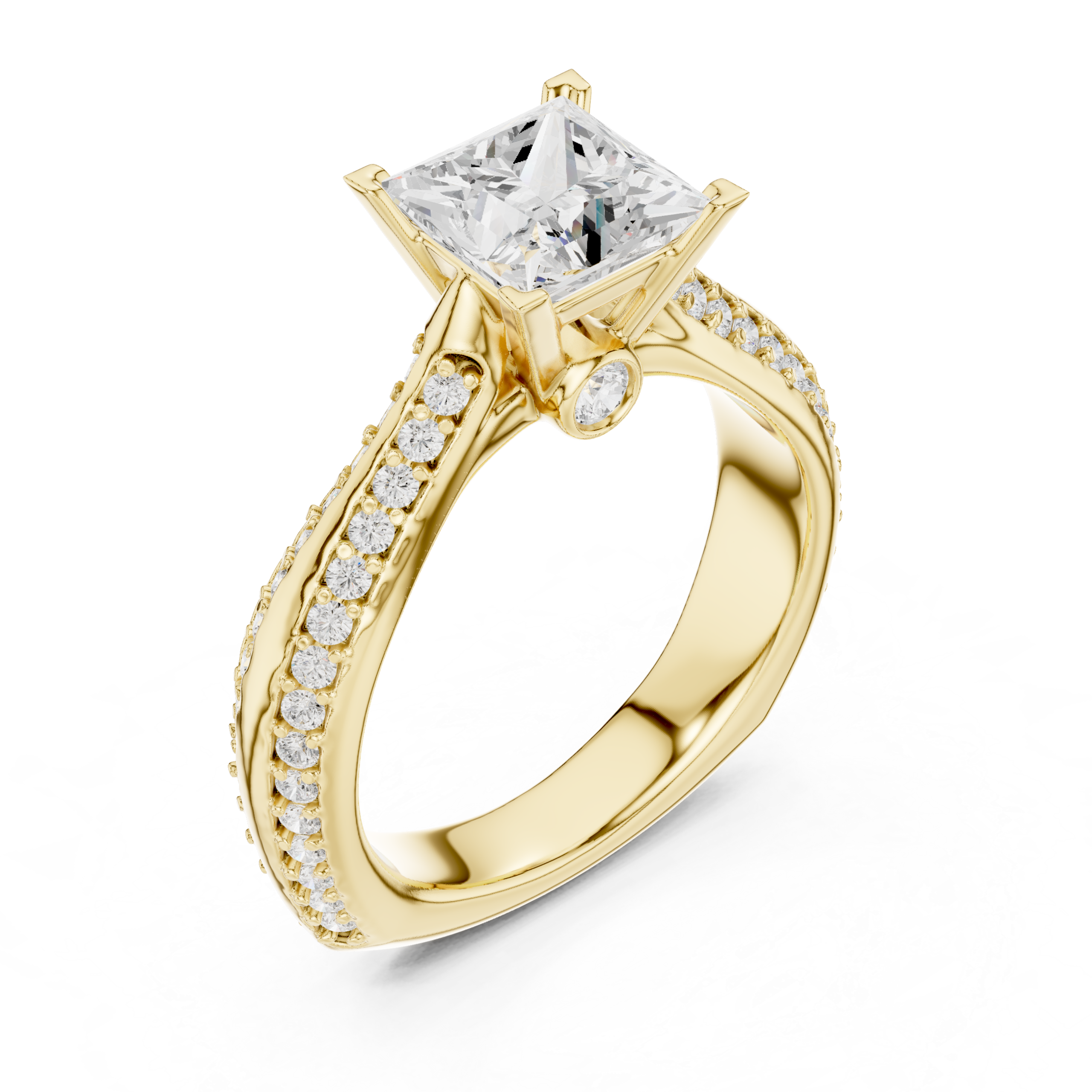 2.59 Cts Princess Cut Certified Lab Grown Gold Diamond Ring LR-127