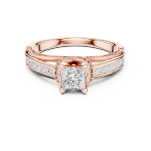 Stunning CZ Gold Ring 1.15 Cts Princess Cut LR-129