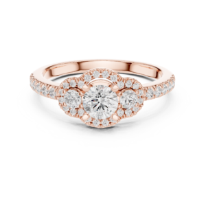 Certified 0.95 Cts Round Cut CZ Gold Ring LR-131