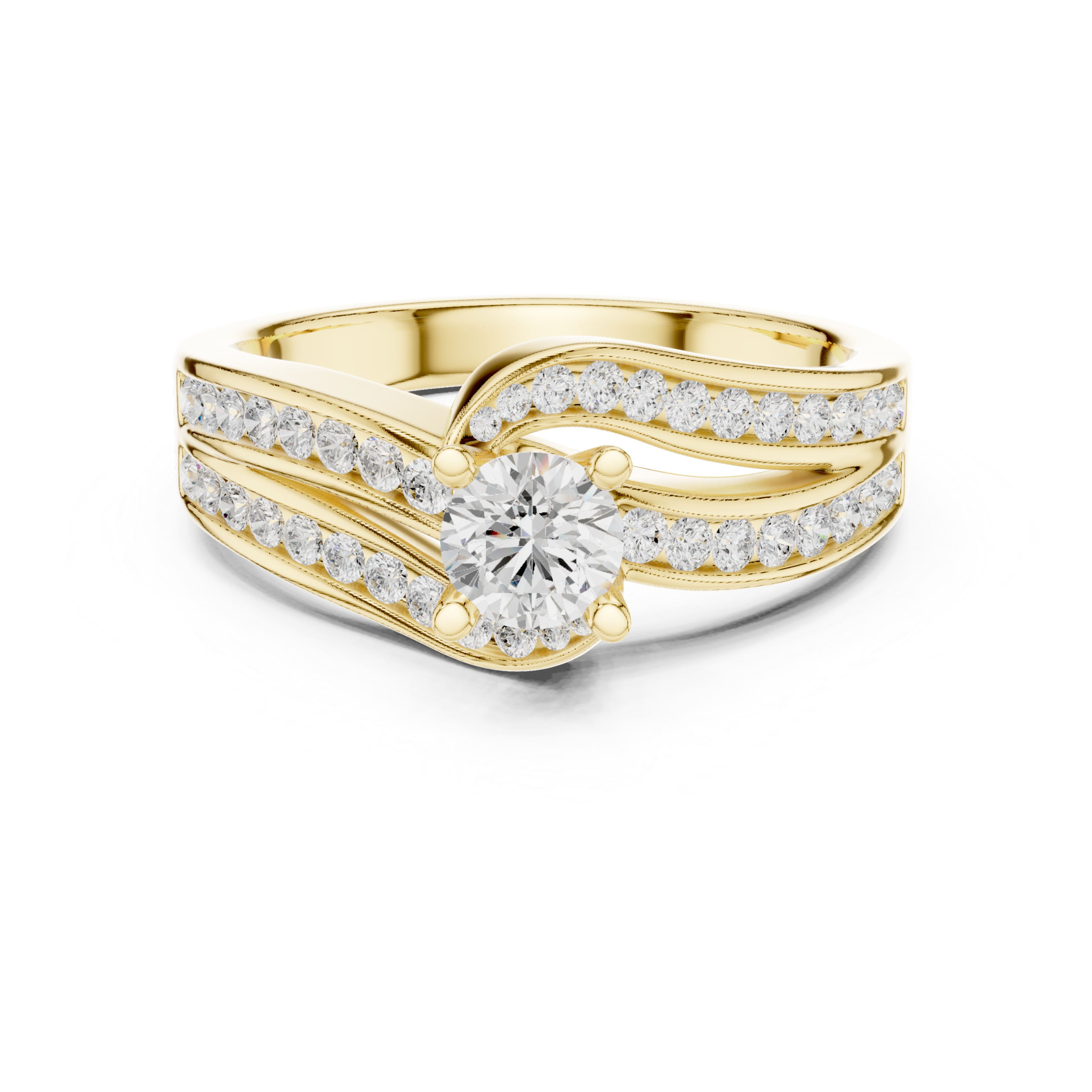 Excellent 0.92 Cts Round Cut CZ Gold Ring LR-132