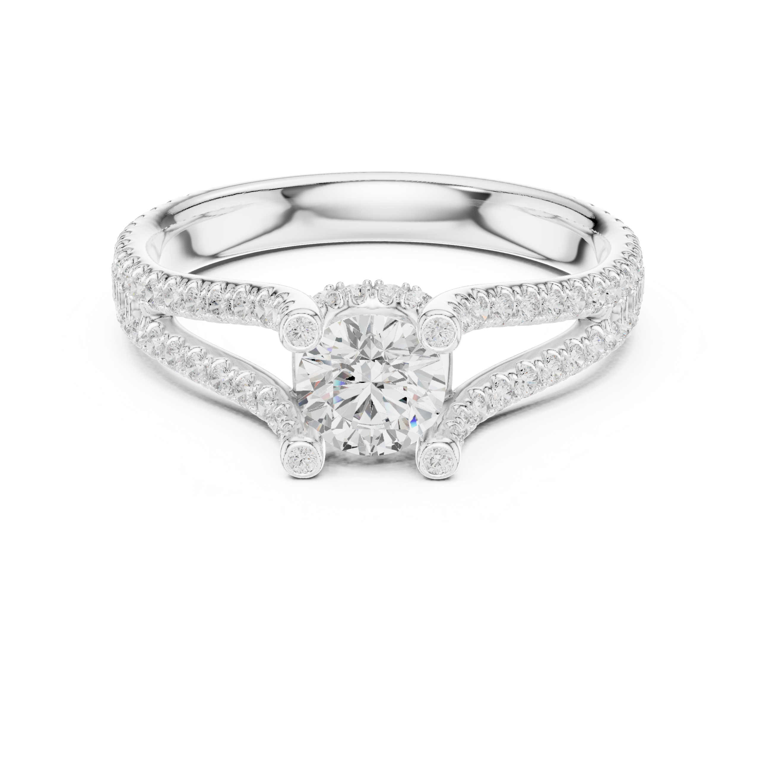 Elegant CZ Gold Ring 1.29 Cts Round Cut LR-133