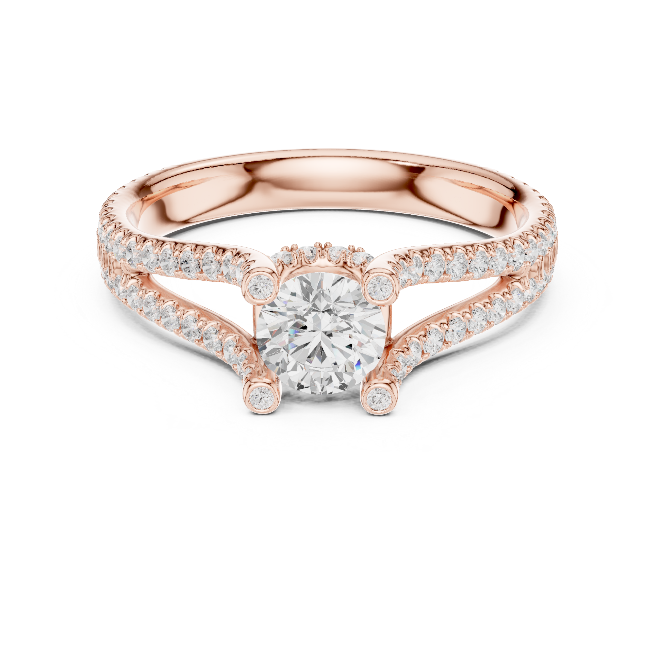 Elegant CZ Gold Ring 1.29 Cts Round Cut LR-133