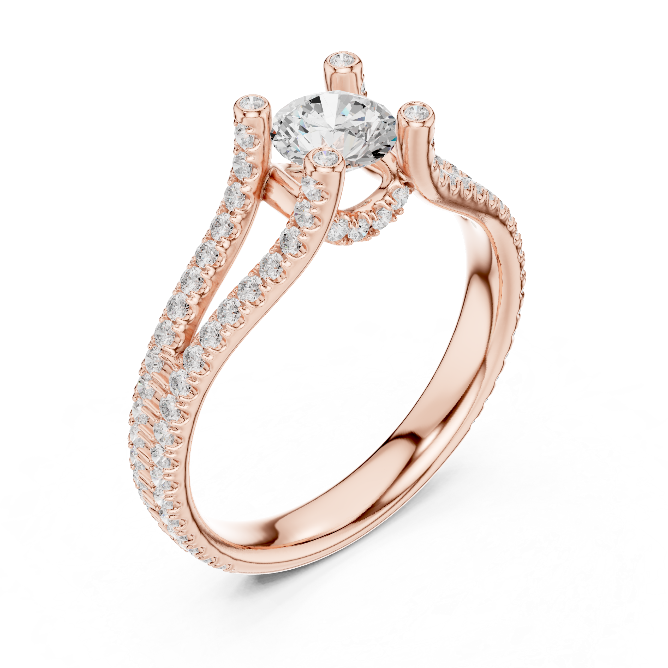 Elegant CZ Gold Ring 1.29 Cts Round Cut LR-133