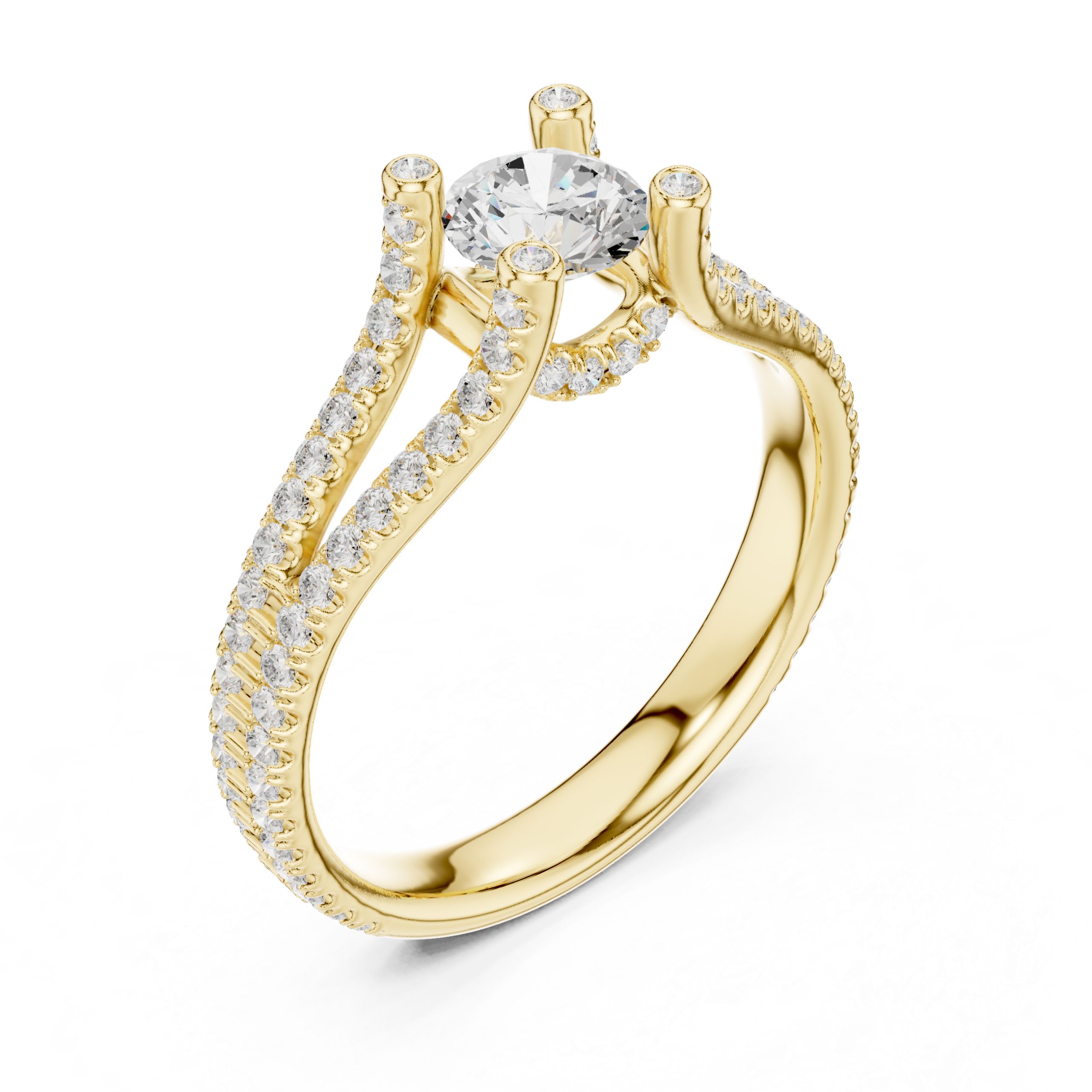 Elegant CZ Gold Ring 1.29 Cts Round Cut LR-133