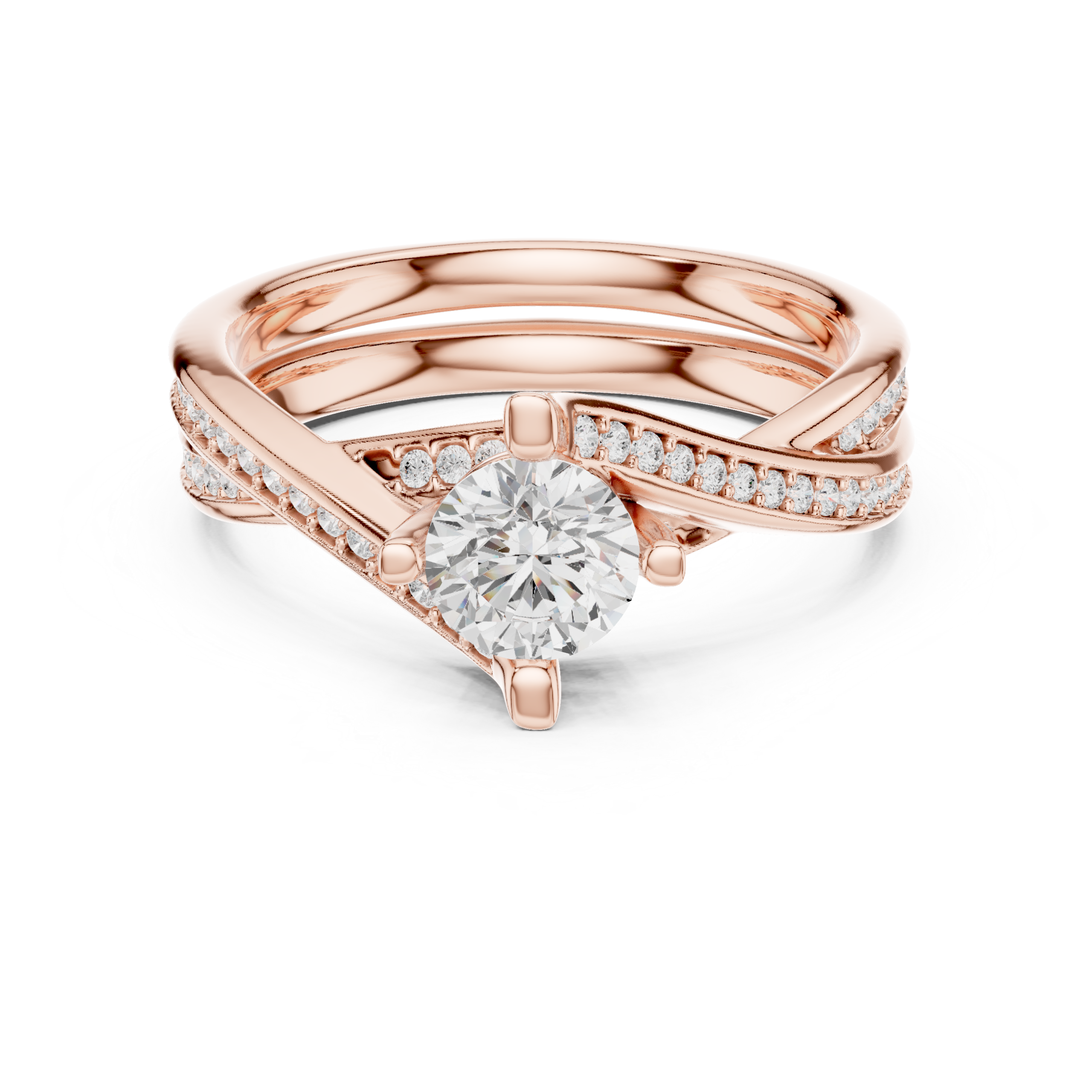 Certified 0.93 Cts Round Cut CZ Gold Ring LR-135