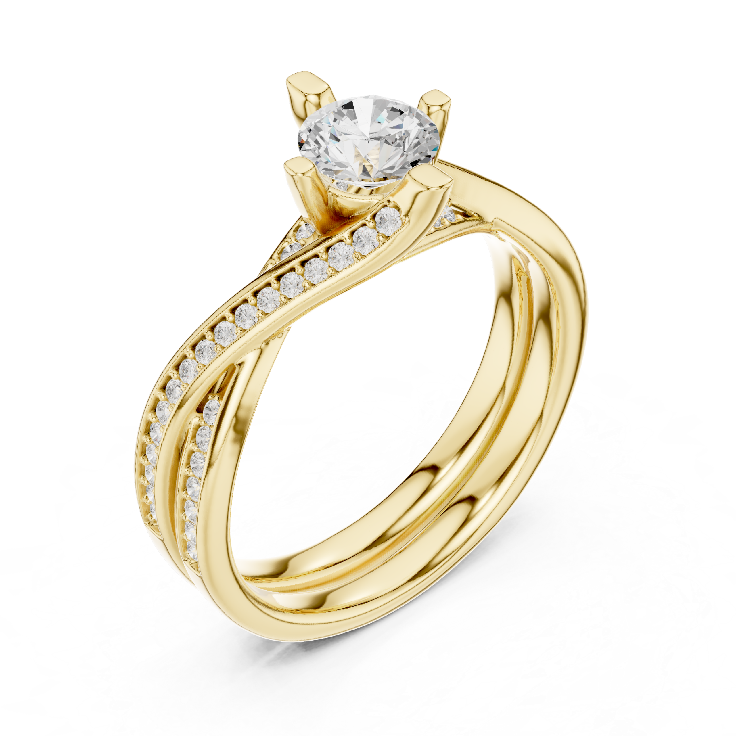 Certified 0.93 Cts Round Cut CZ Gold Ring LR-135