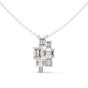 Excellent 3.85 Ct Emerald Cut CZ Gold Pendant PD-49