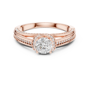 1.08 Cts Certified Round Cut CZ Gold Ring LR-138
